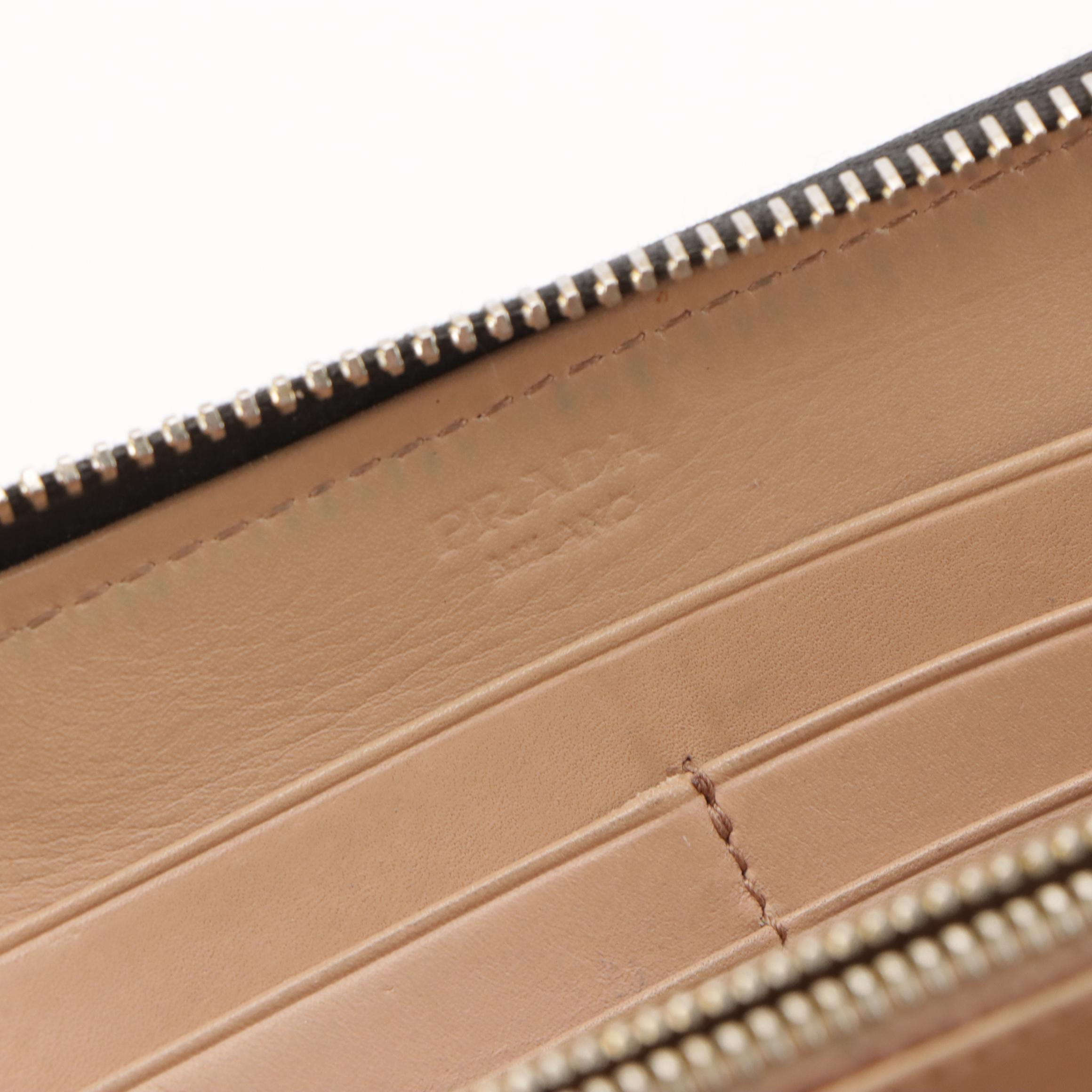 Prada Black Leather Zip-Around Wallet