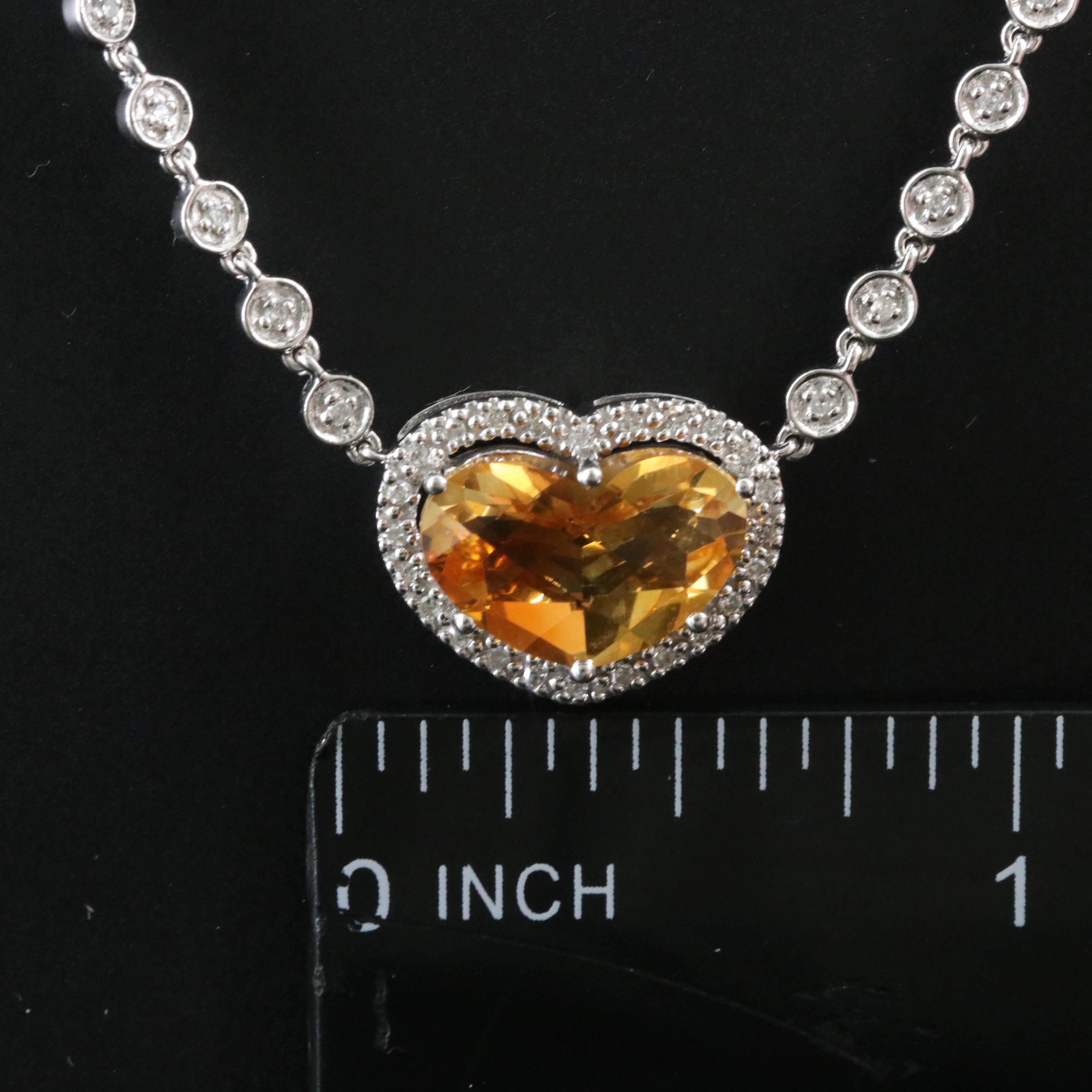 14K Citrine and Diamond Heart Necklace