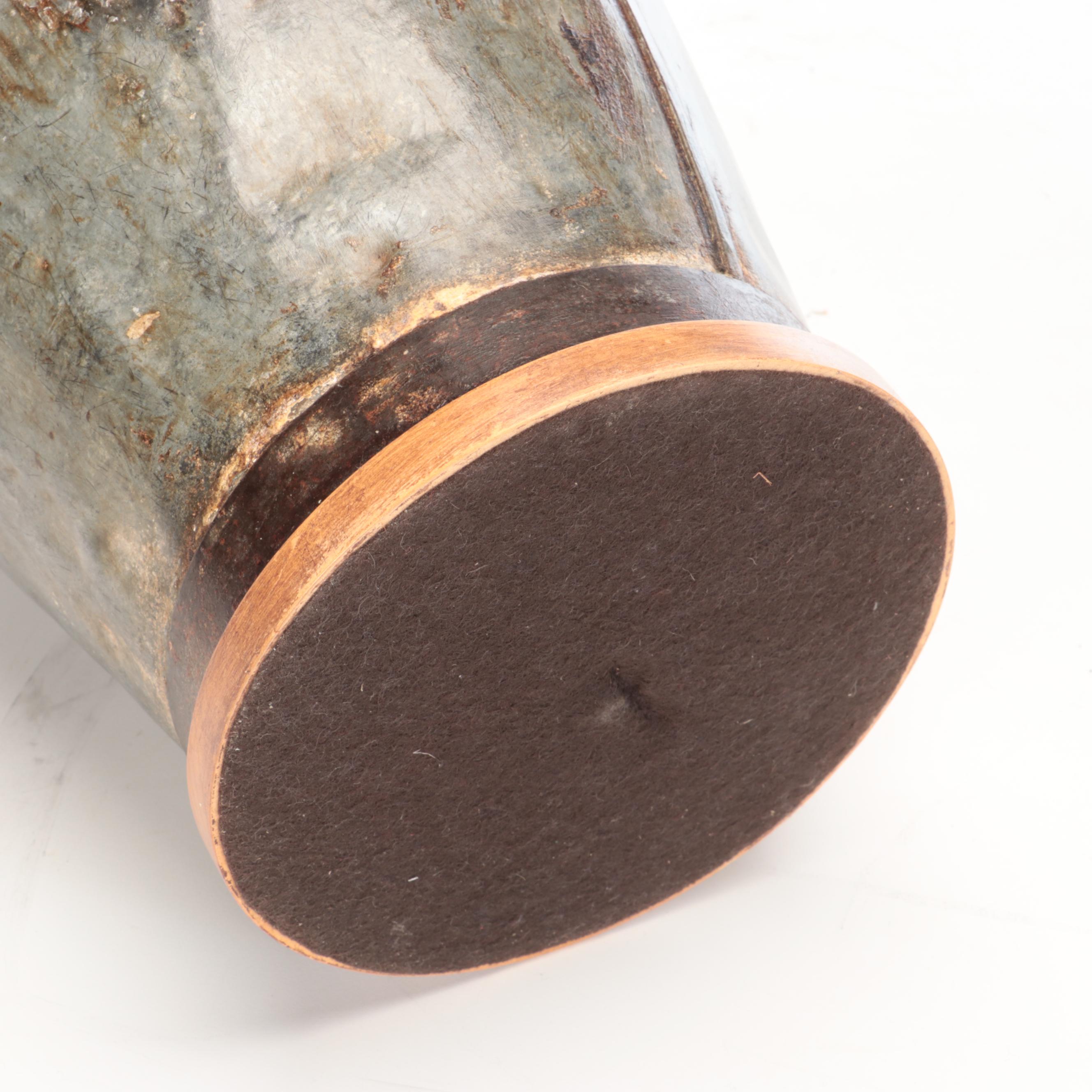 Converted Galvanized Double-Handle Olive Jar Table Lamps with Fluted Shades