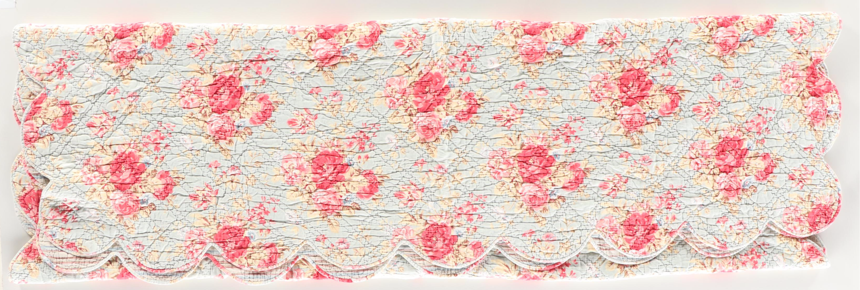 Pottery Barn Cotton Quilt and Shams, Bolster Cover with King Size Bed Skirt