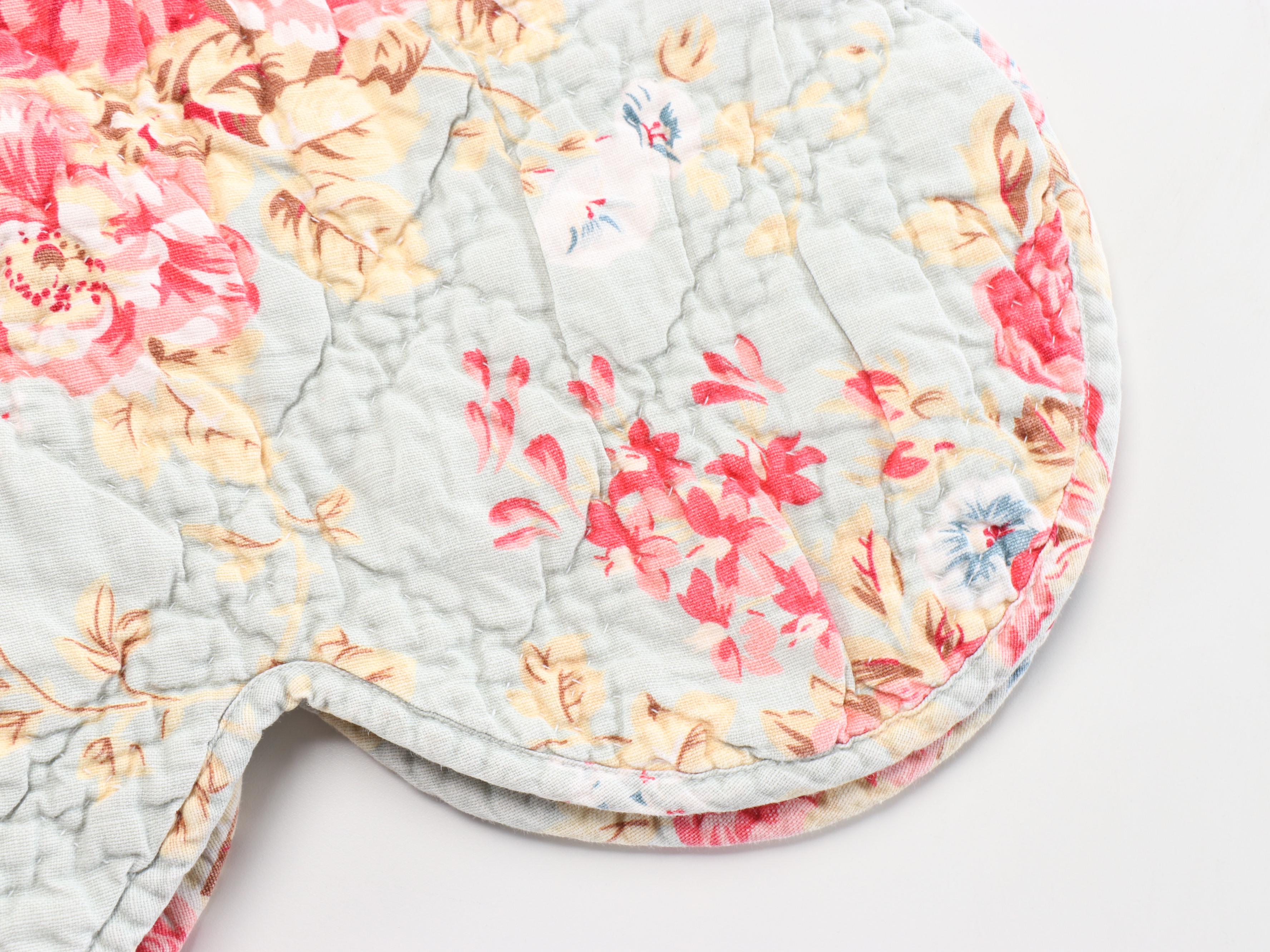 Pottery Barn Cotton Quilt and Shams, Bolster Cover with King Size Bed Skirt