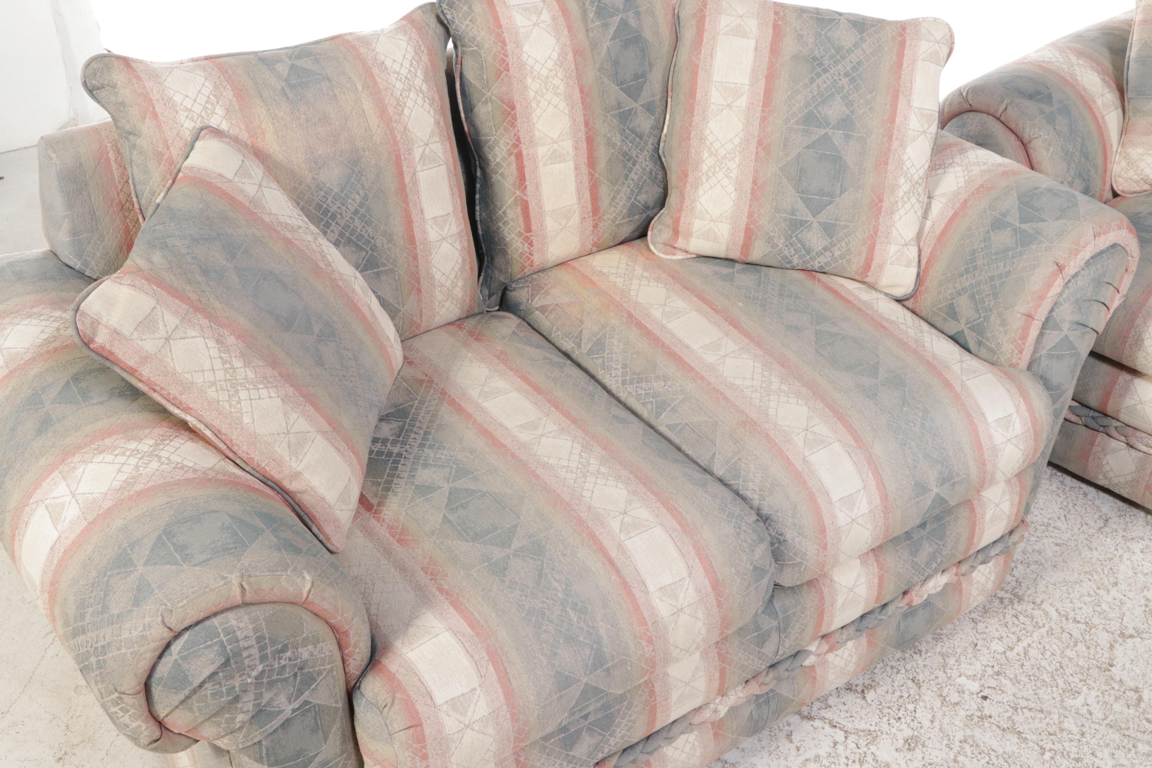 Brookwood Furniture Upholstered Sofa and Loveseat, Late 20th Century