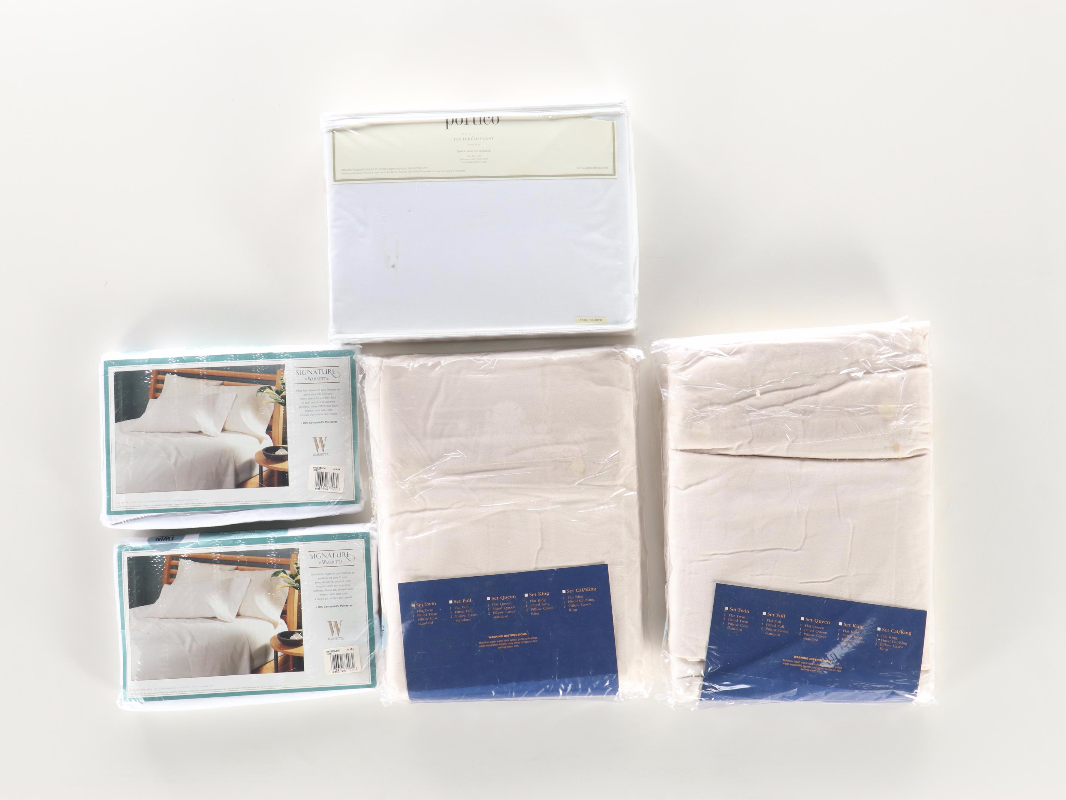 Portico 1000 TC Queen Sheet Set, Handmade Quilt & Four Twin Sheet Sets