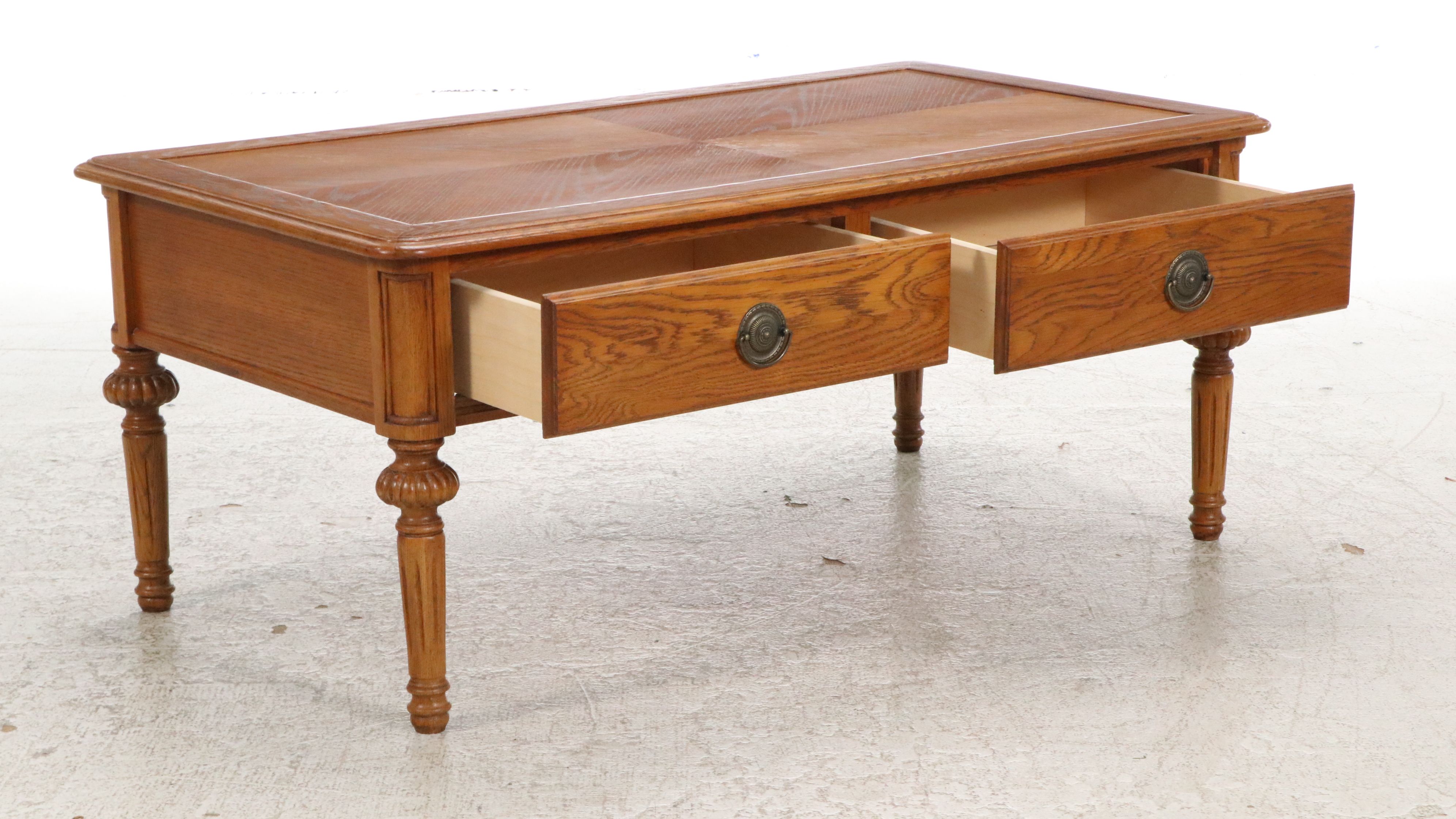 Colonial Style Oak Coffee and End Tables, Mid–Late 20th Century