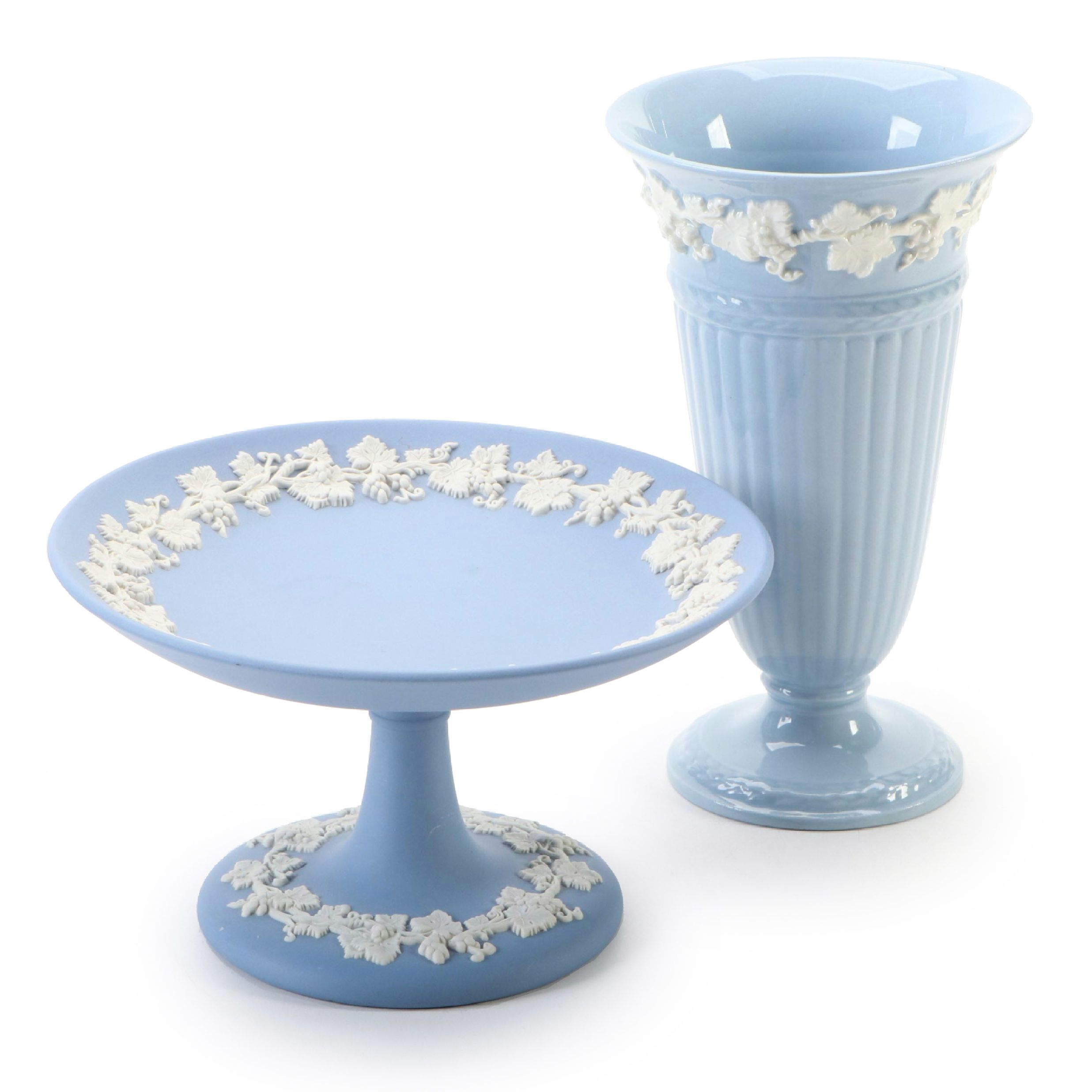 Wedgwood Queensware Footed Vase and Jasperware Candy Dish