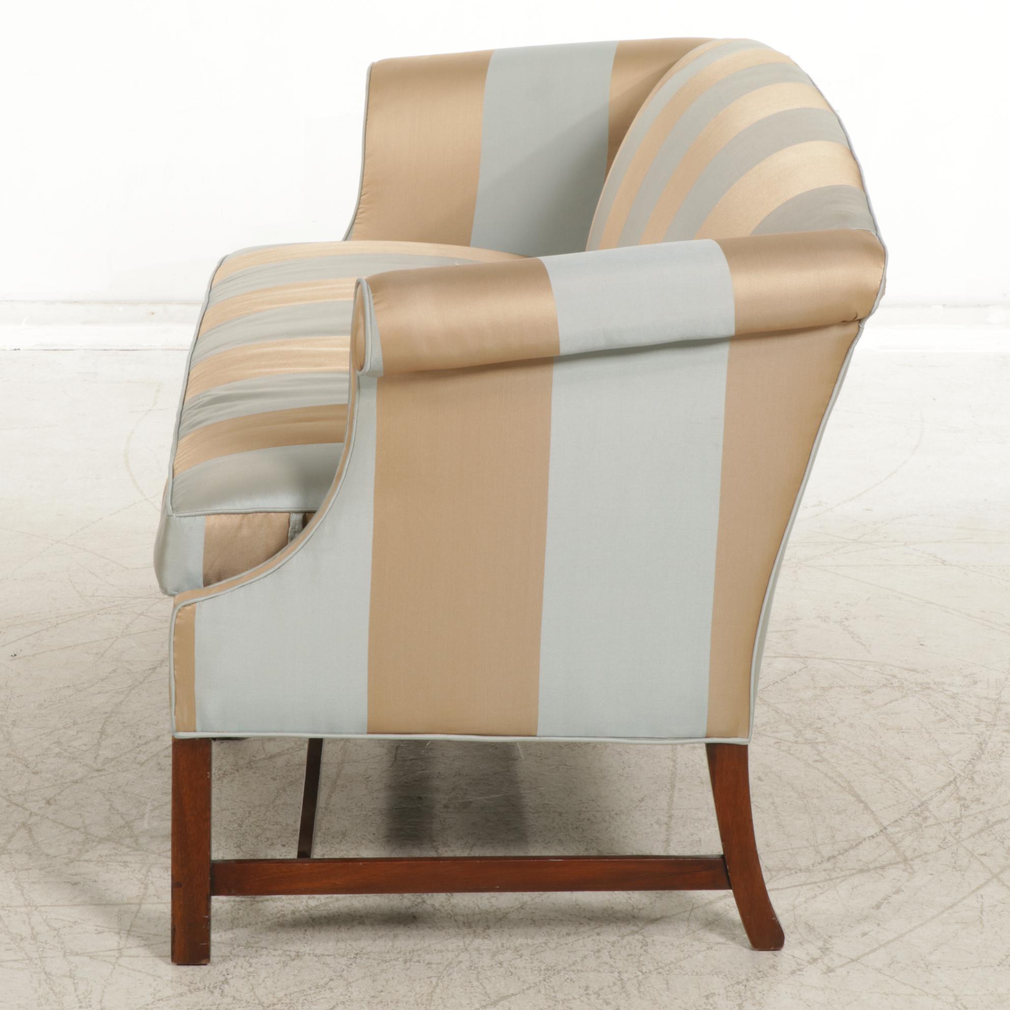 Georgian Style Upholstered Sofa with Rolled Arms, Mid to Late 20th Century