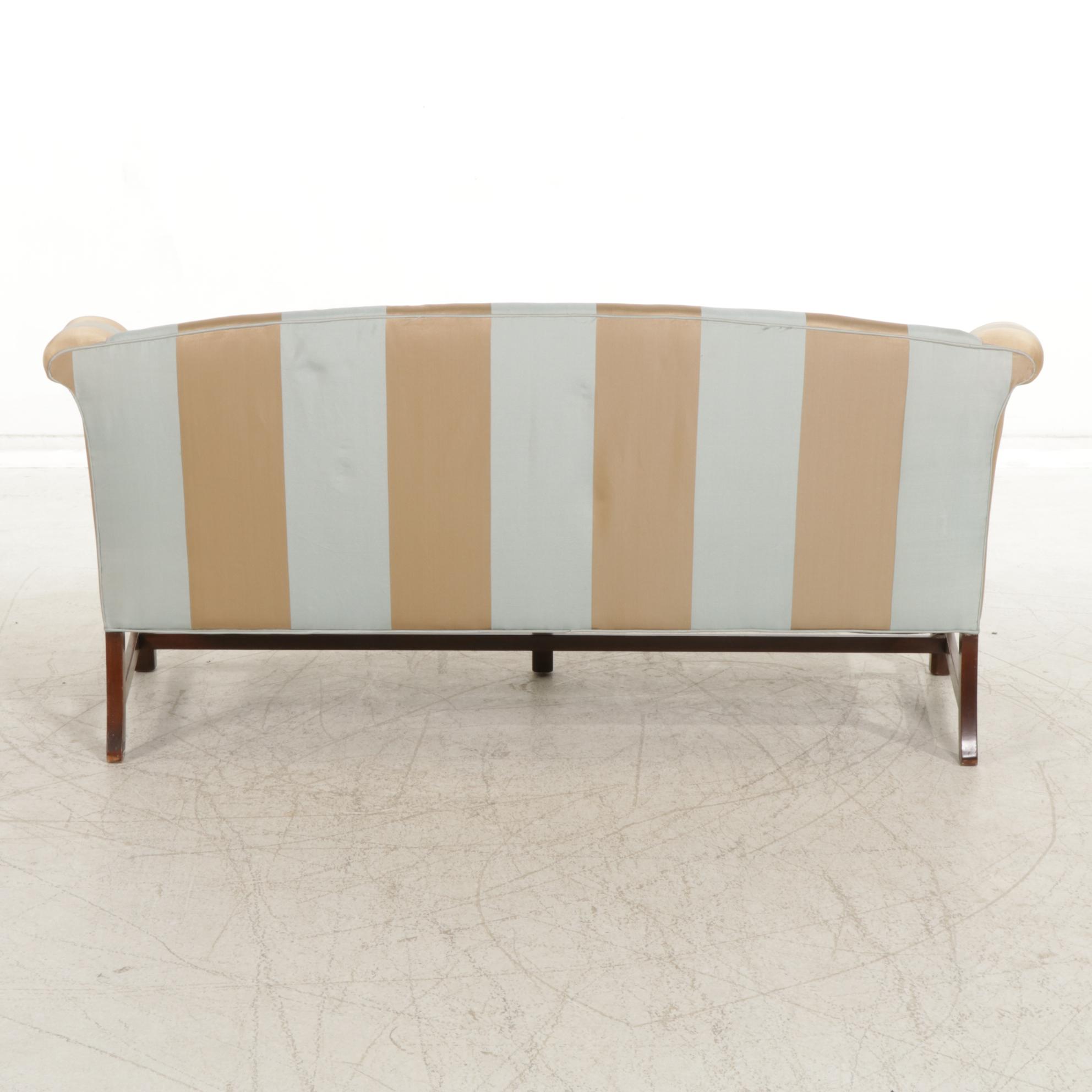 Georgian Style Upholstered Sofa with Rolled Arms, Mid to Late 20th Century