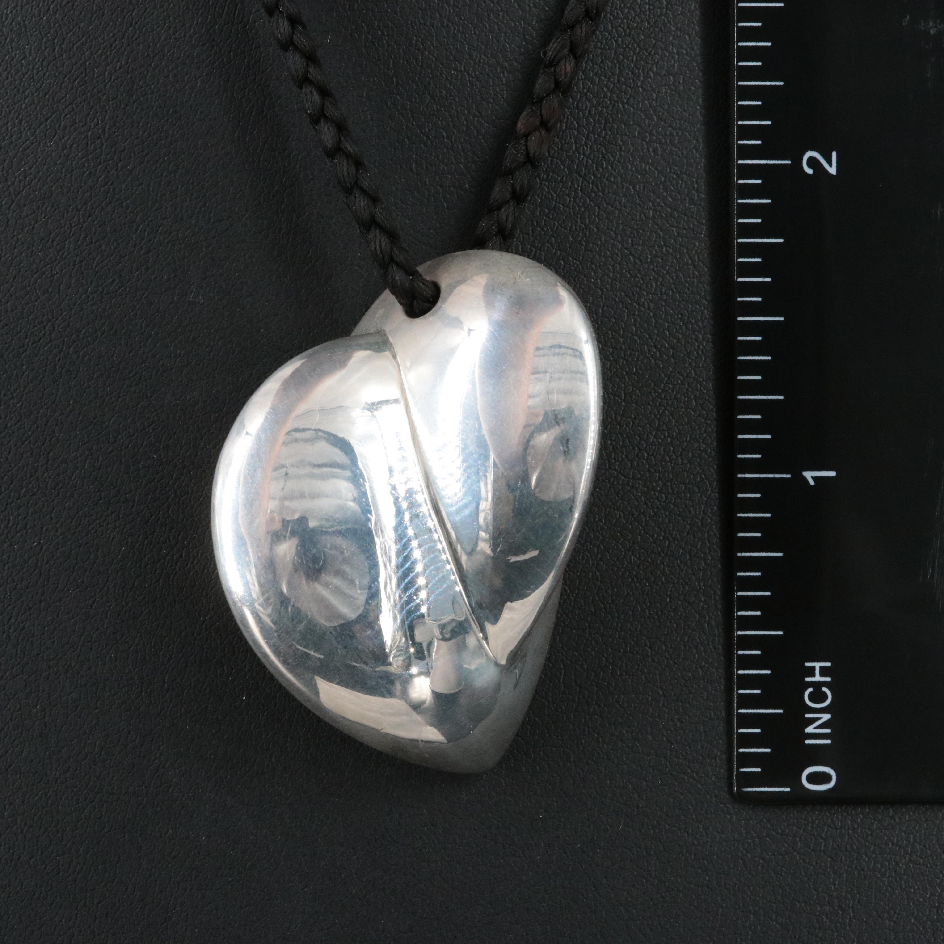 Frank Gehry for Tiffany & Co. Sterling Folded Heart Pendant with Braided Cord
