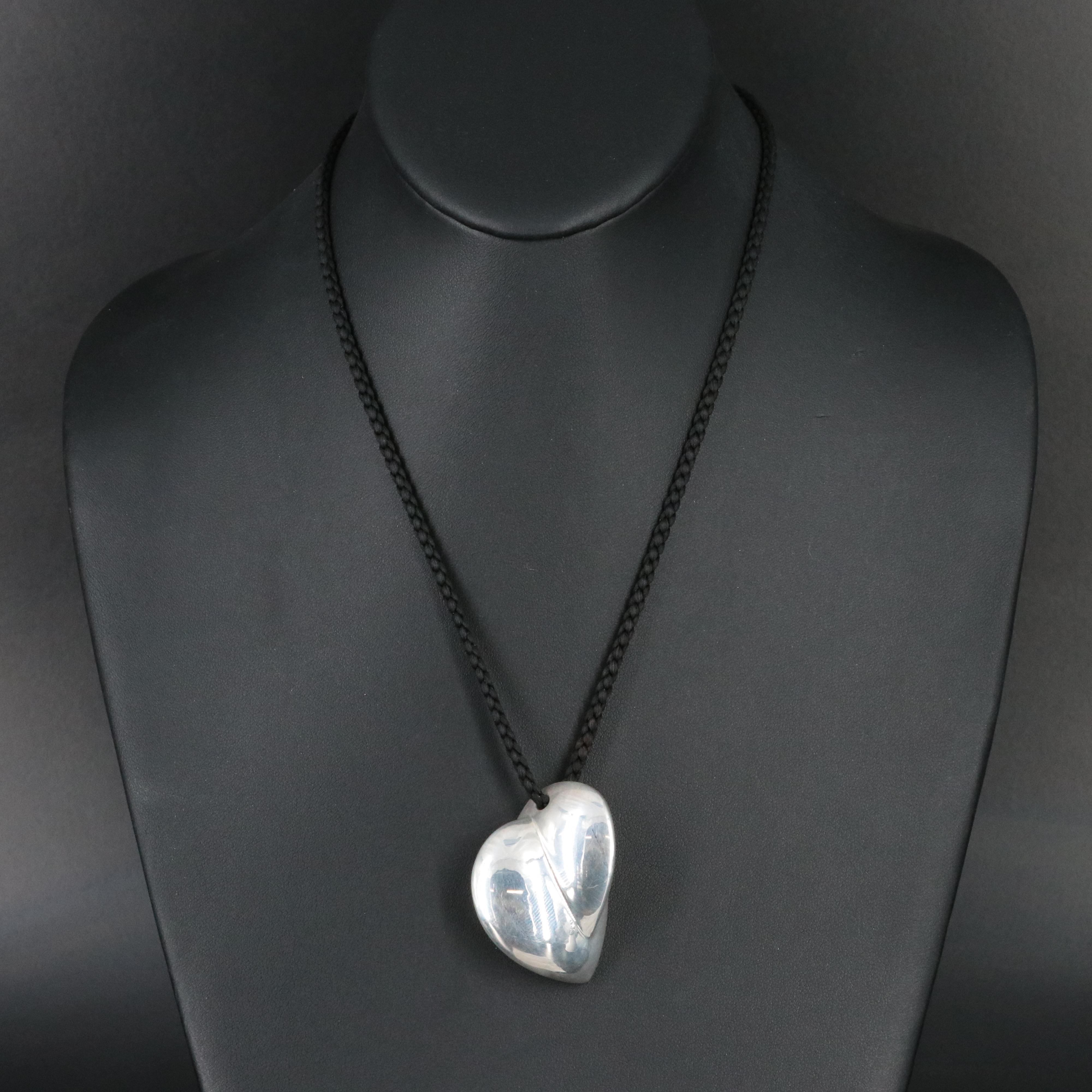 Frank Gehry for Tiffany & Co. Sterling Folded Heart Pendant with Braided Cord