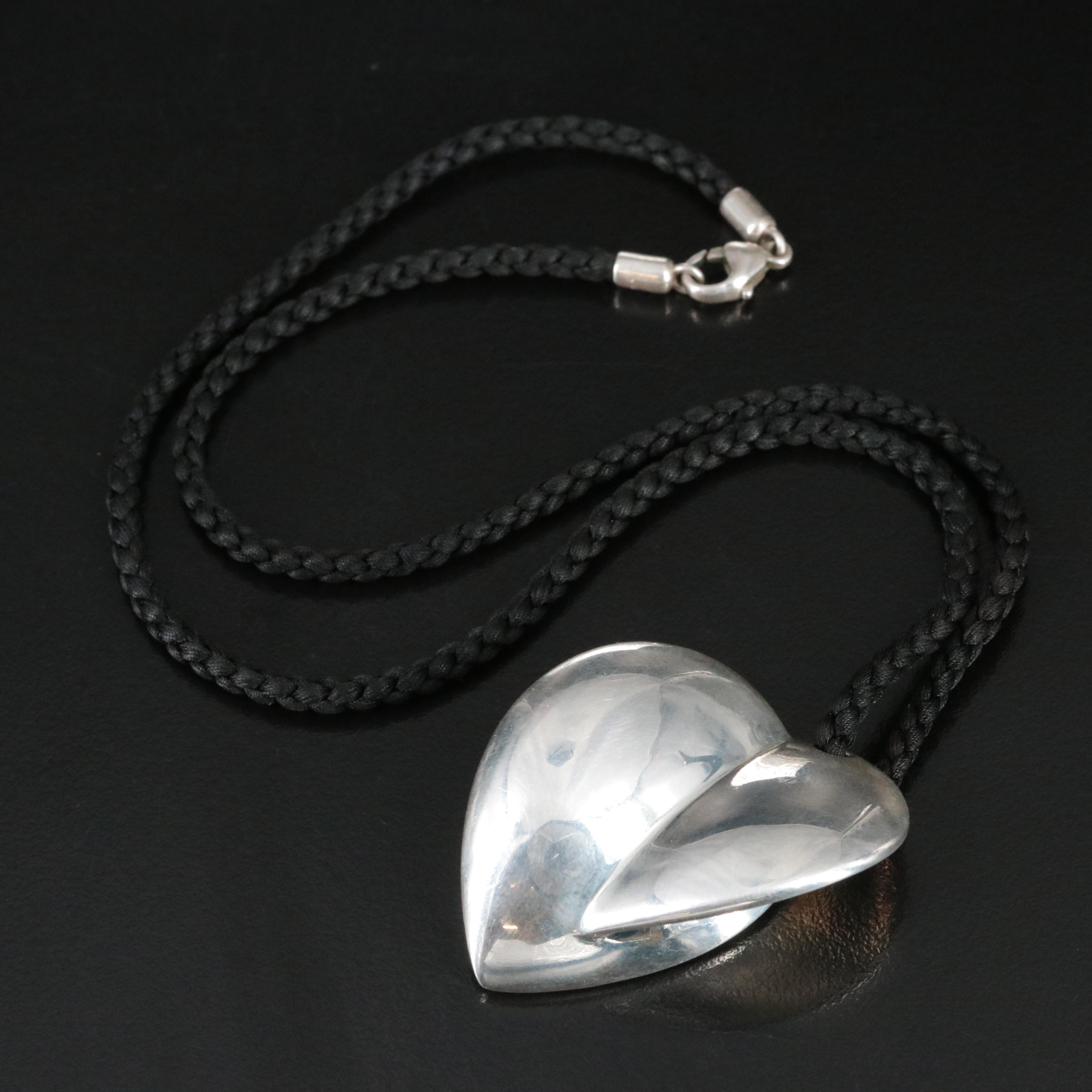 Frank Gehry for Tiffany & Co. Sterling Folded Heart Pendant with Braided Cord