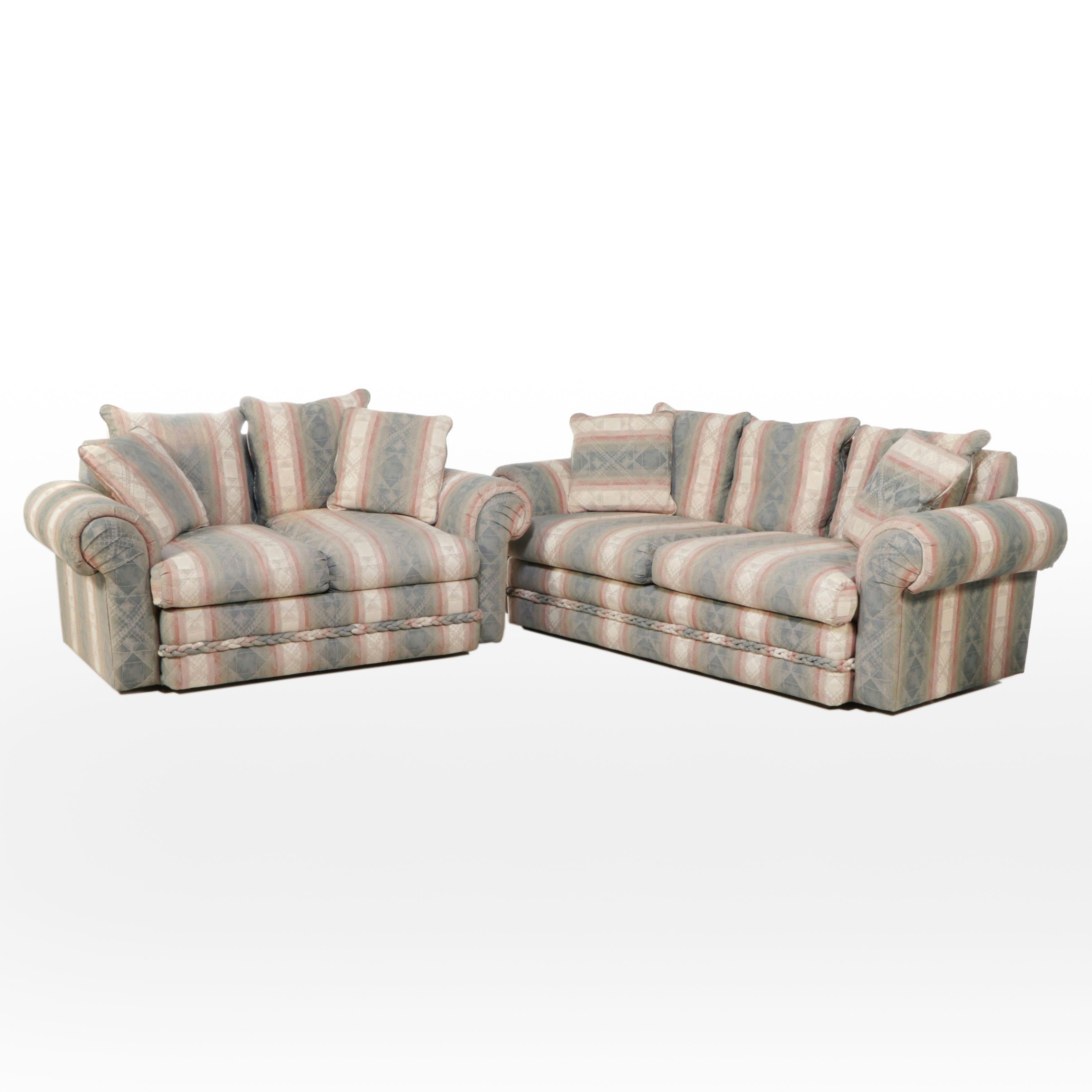 Brookwood Furniture Upholstered Sofa and Loveseat, Late 20th Century