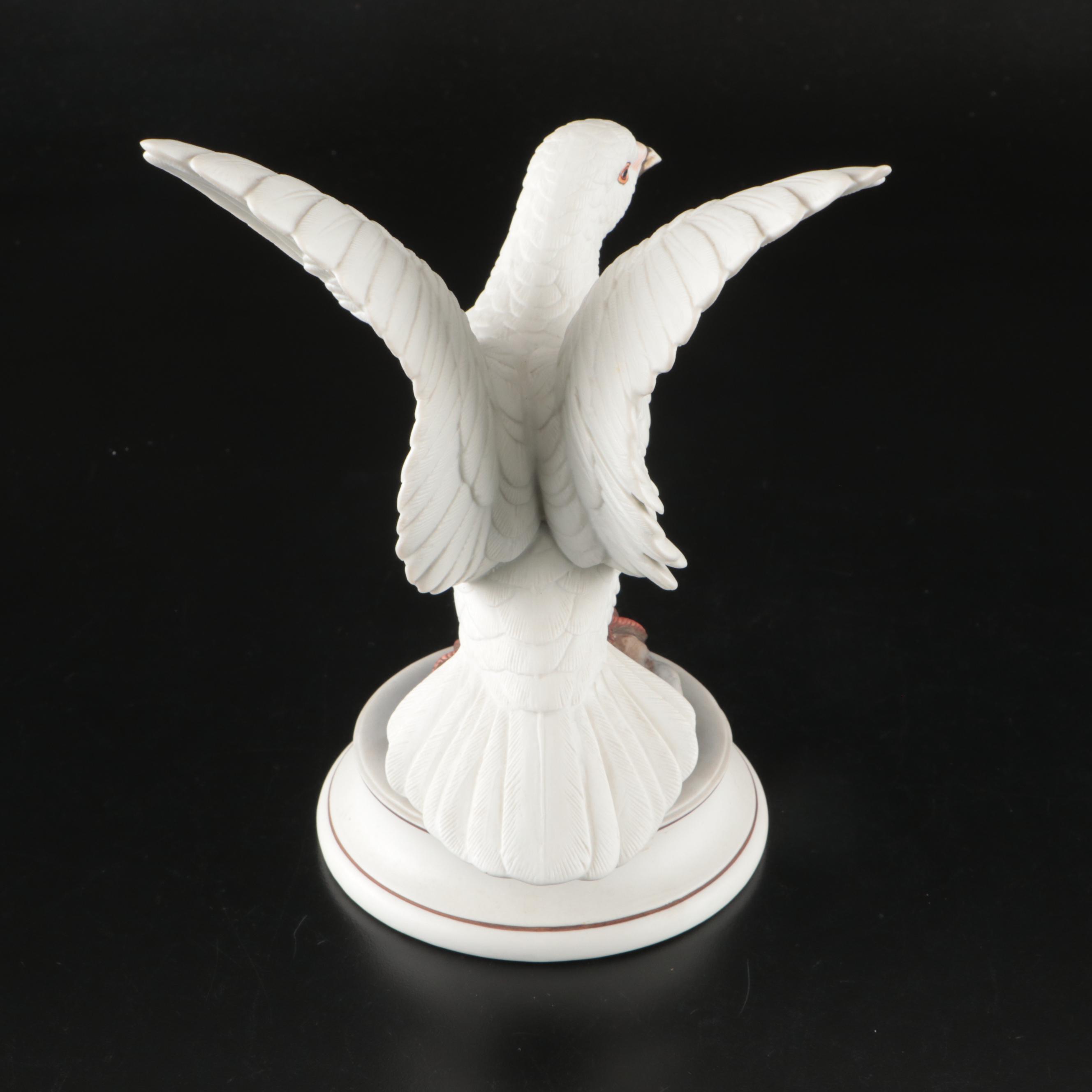 Andrea by Sadek White Dove Figurine with Jardinia Chant D'Amour Dove Cachepot