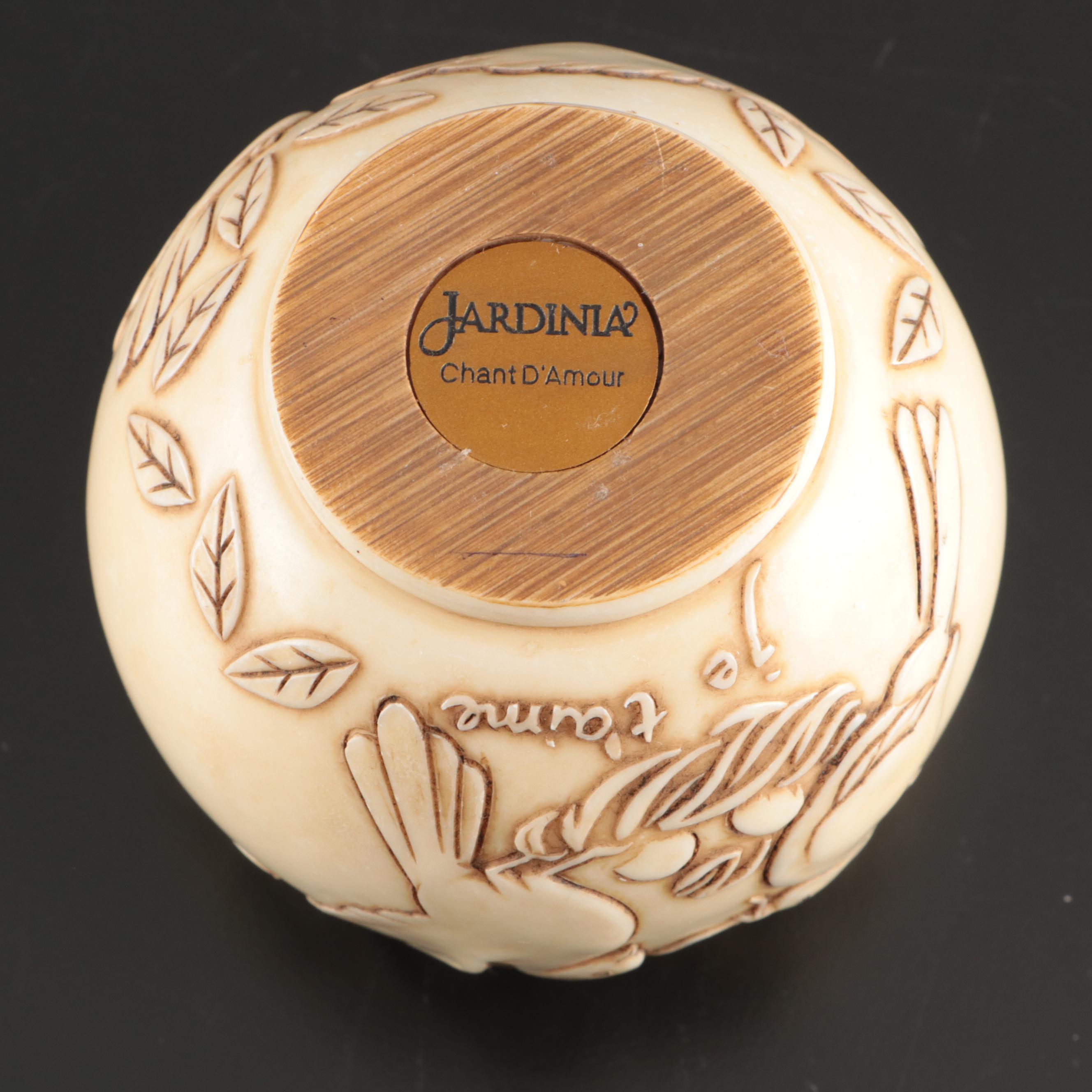 Andrea by Sadek White Dove Figurine with Jardinia Chant D'Amour Dove Cachepot