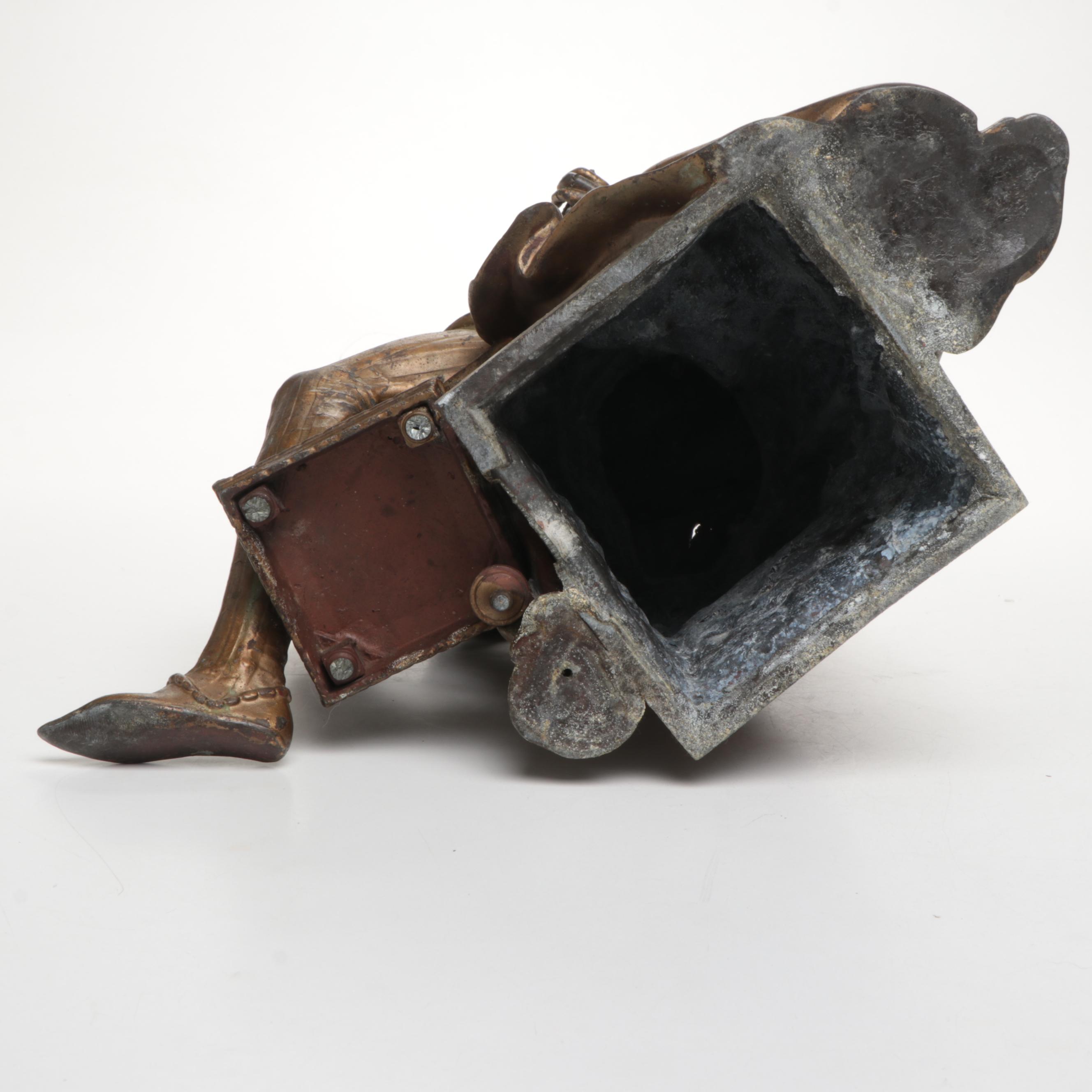 French Style Gilt Spleter Lute Player Clock Topper, Late 19th/ Early 20th C.