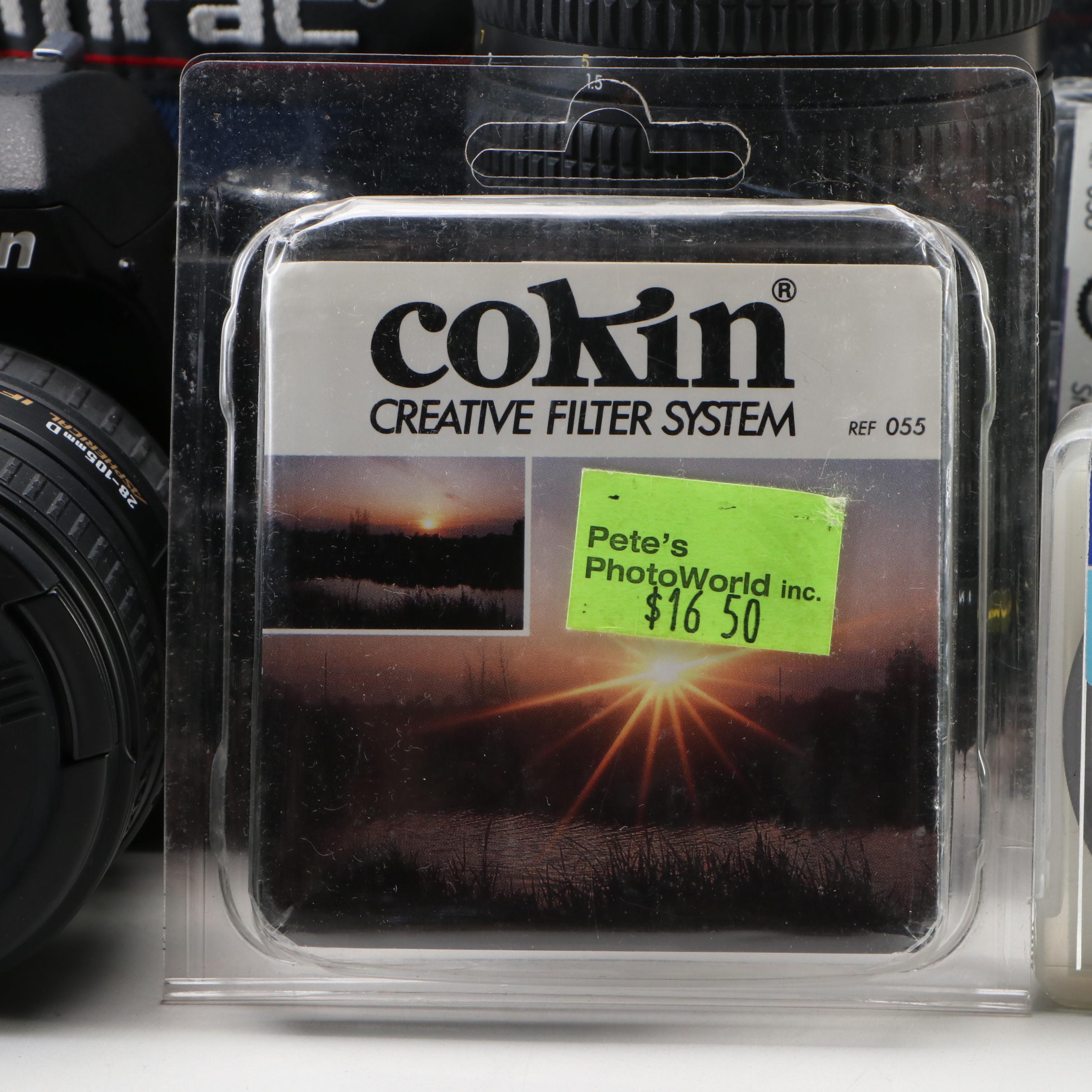 Nikon N80 SLR Camera with Filters, Lens and Camera Bag