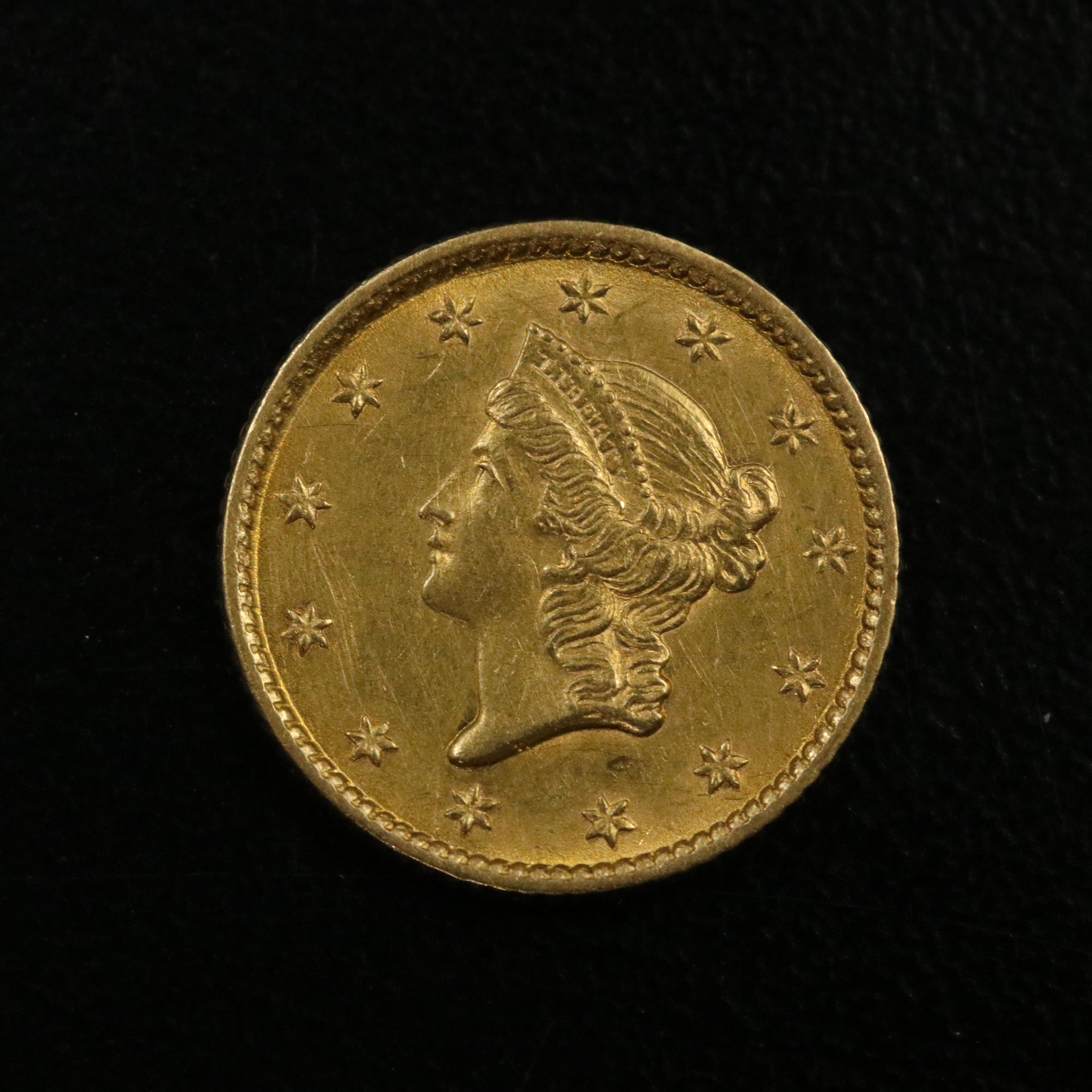 1853 Liberty Head $1 Gold Coin