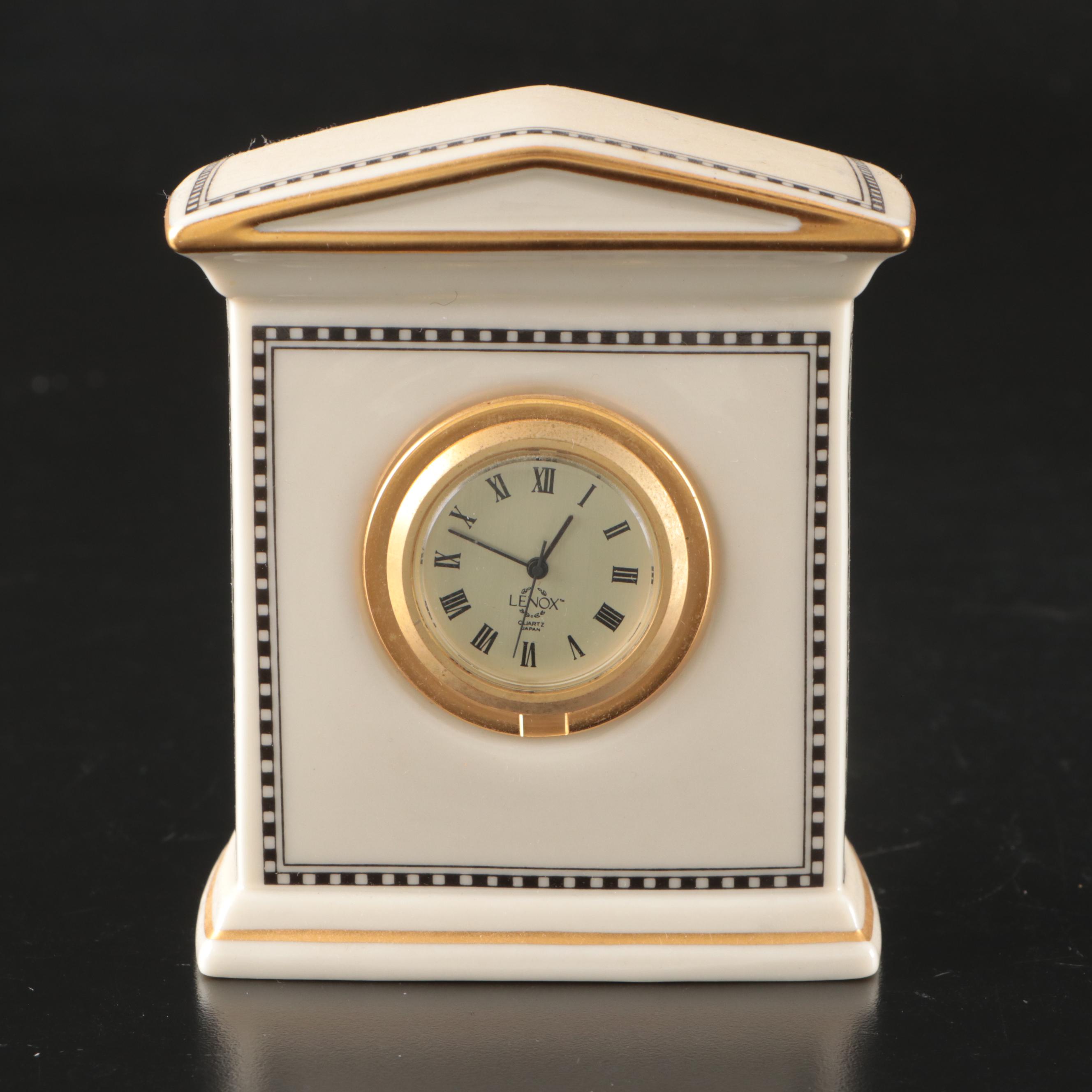 Lenox Porcelain Executive Pen Tray with Desk Clock and Dolphin