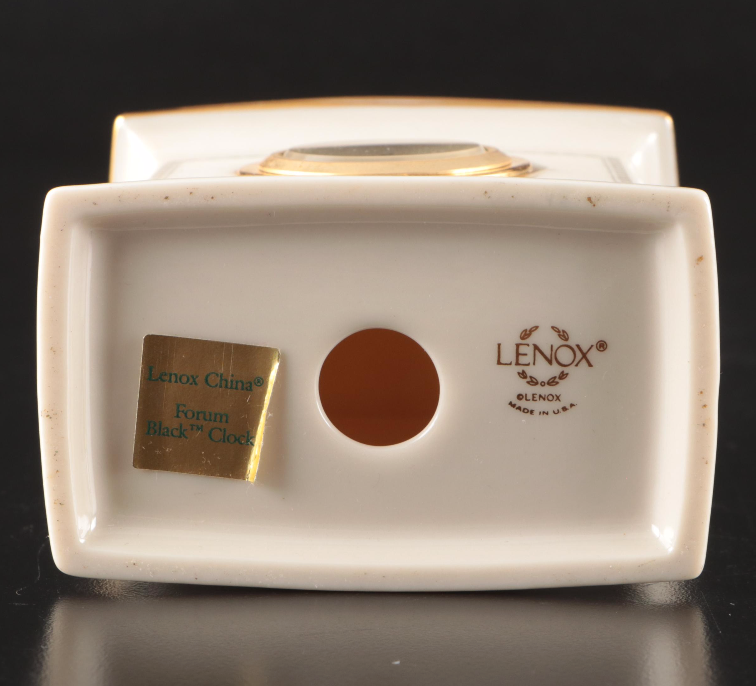 Lenox Porcelain Executive Pen Tray with Desk Clock and Dolphin