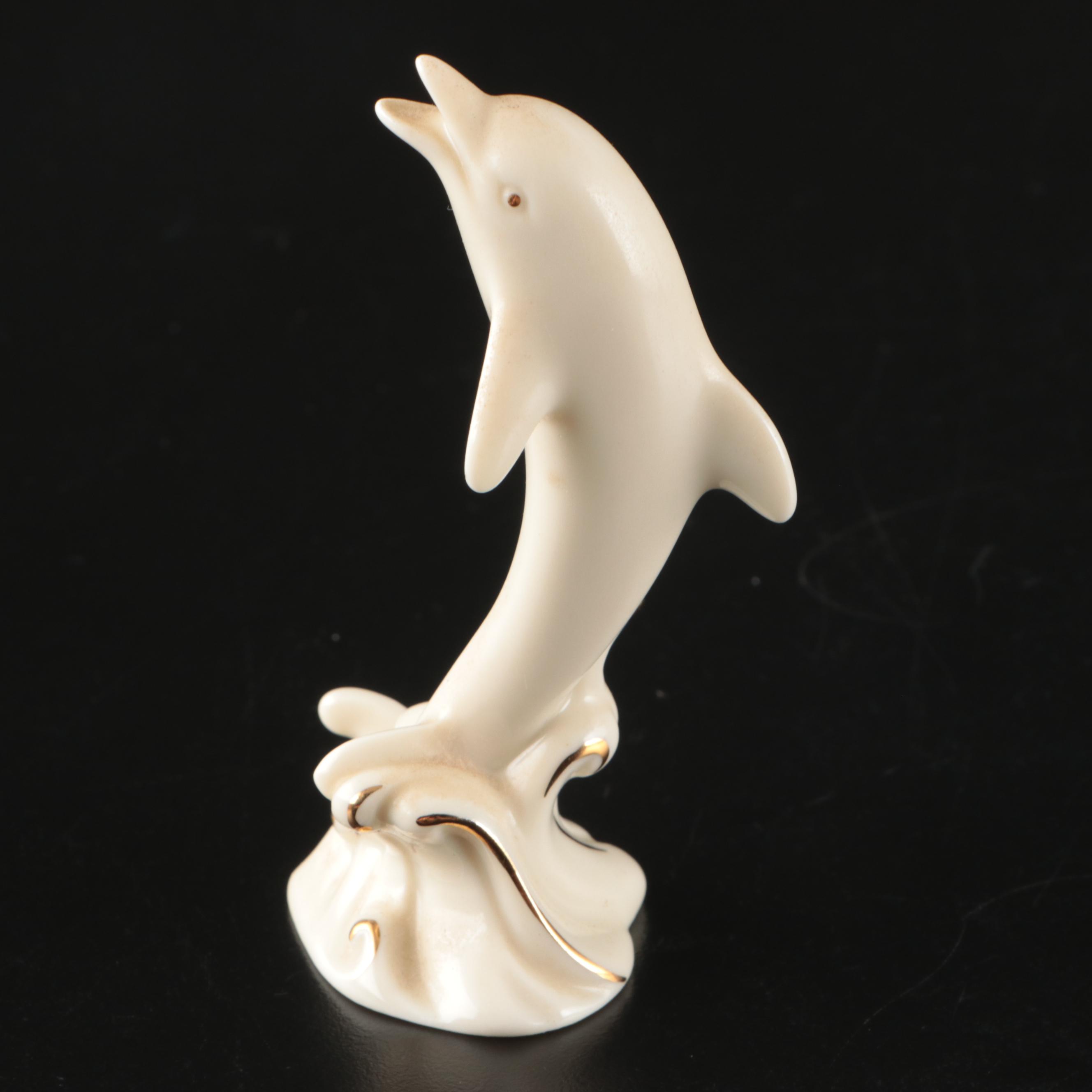 Lenox Porcelain Executive Pen Tray with Desk Clock and Dolphin