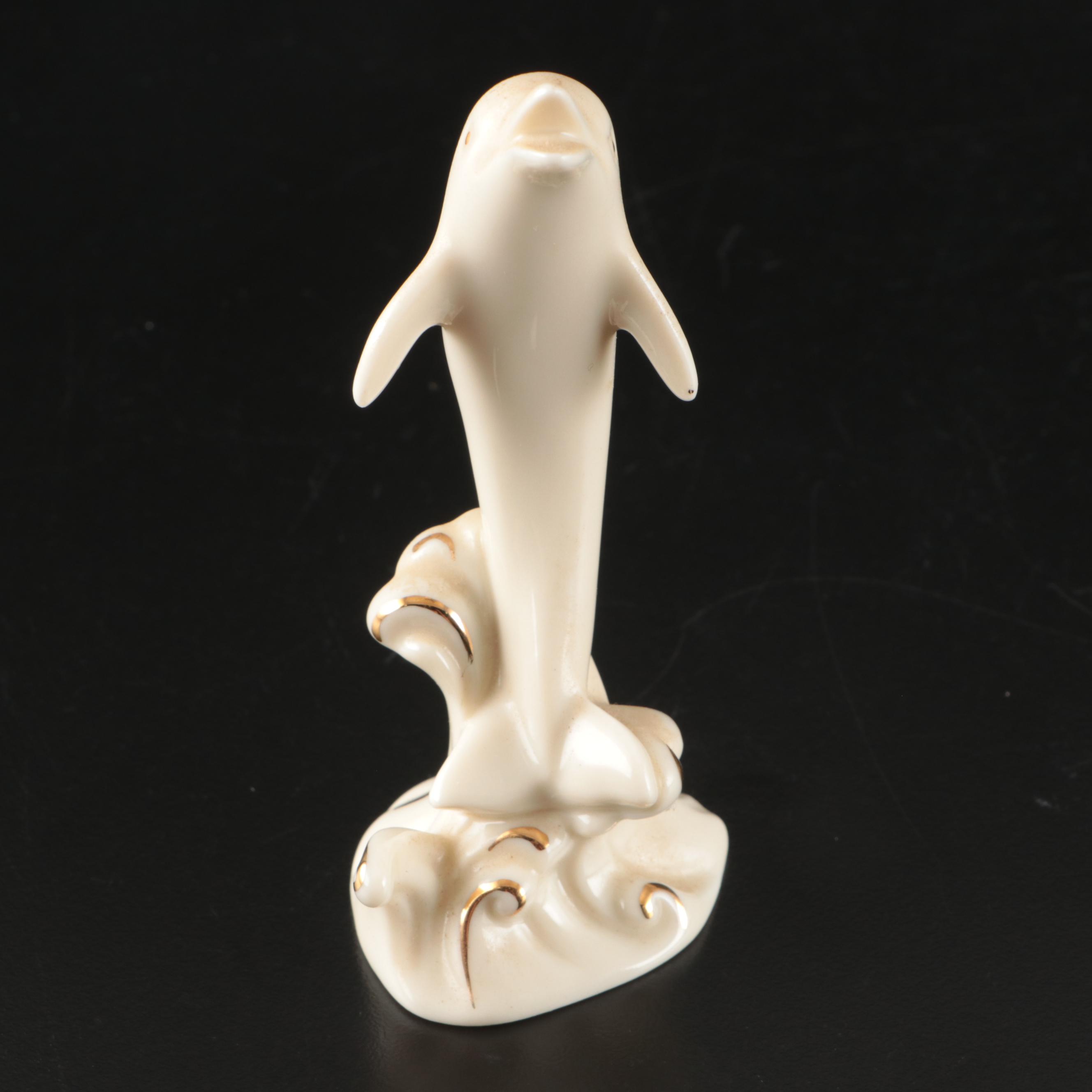 Lenox Porcelain Executive Pen Tray with Desk Clock and Dolphin