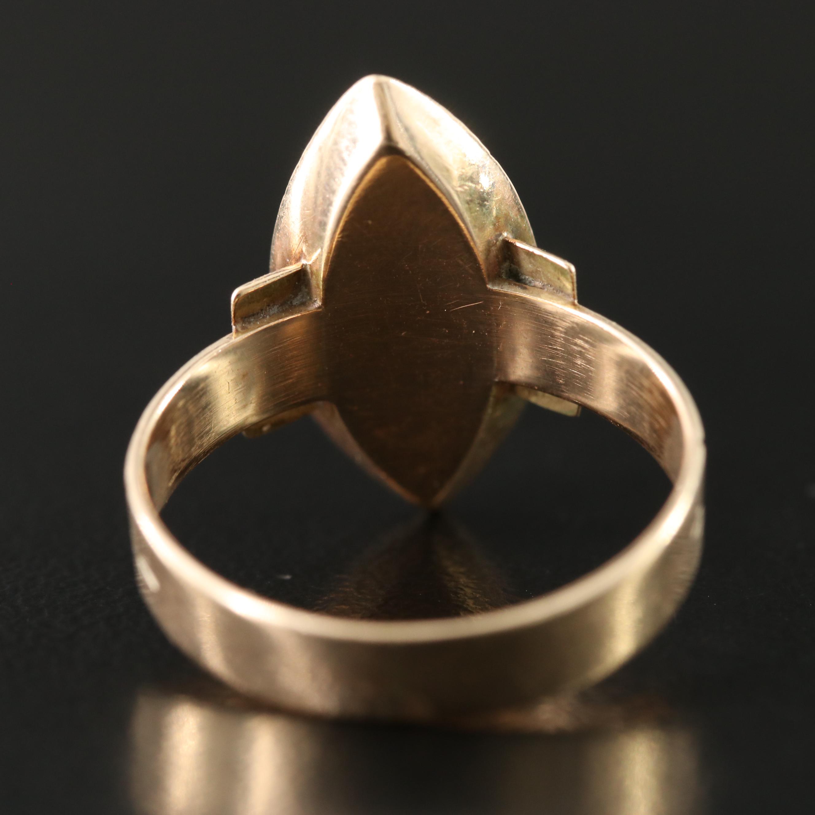 Victorian 10K Garnet and Pearl Navette Ring