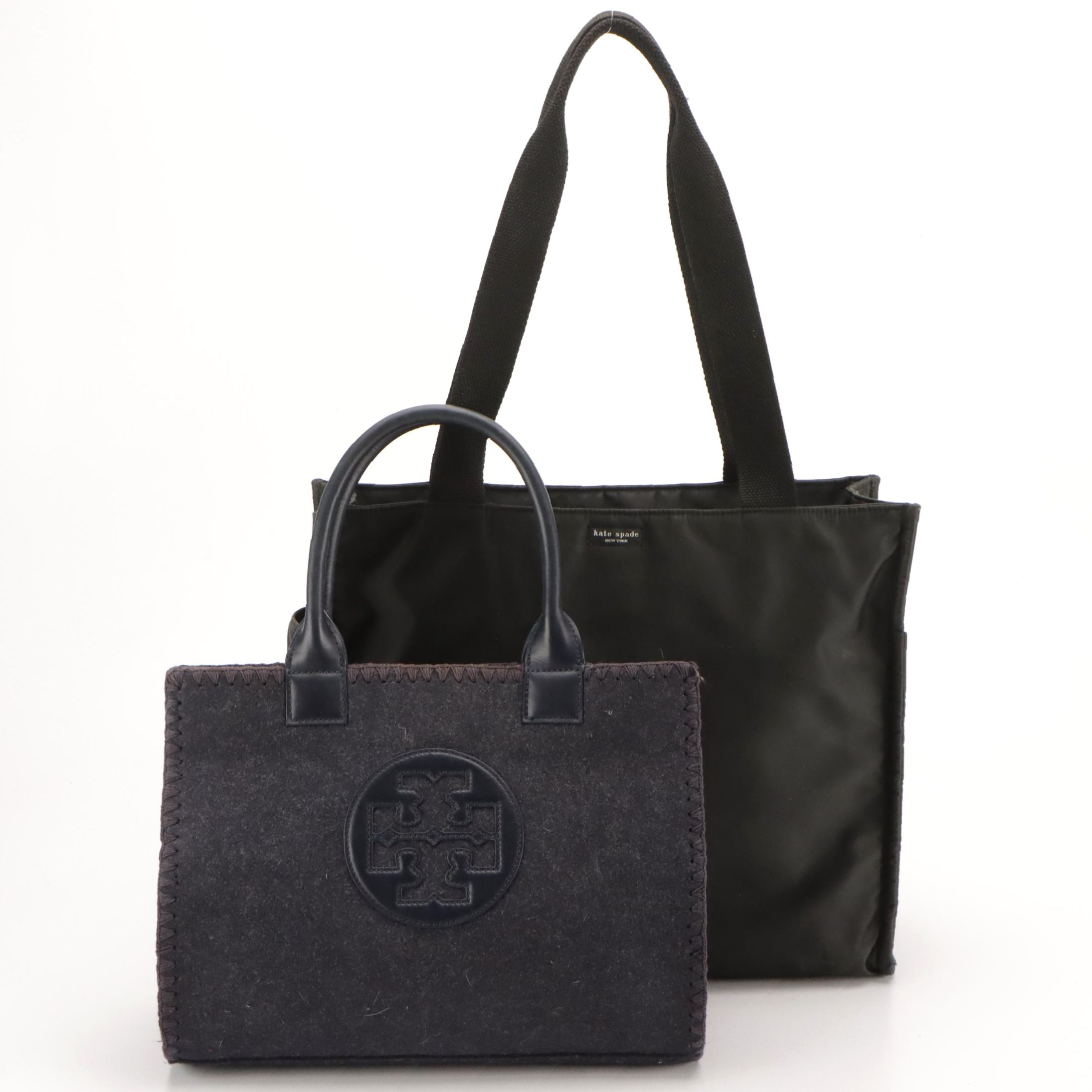 Kate Spade Large Black Nylon Tote Bag and Tory Burch Felt Top Handle Bag