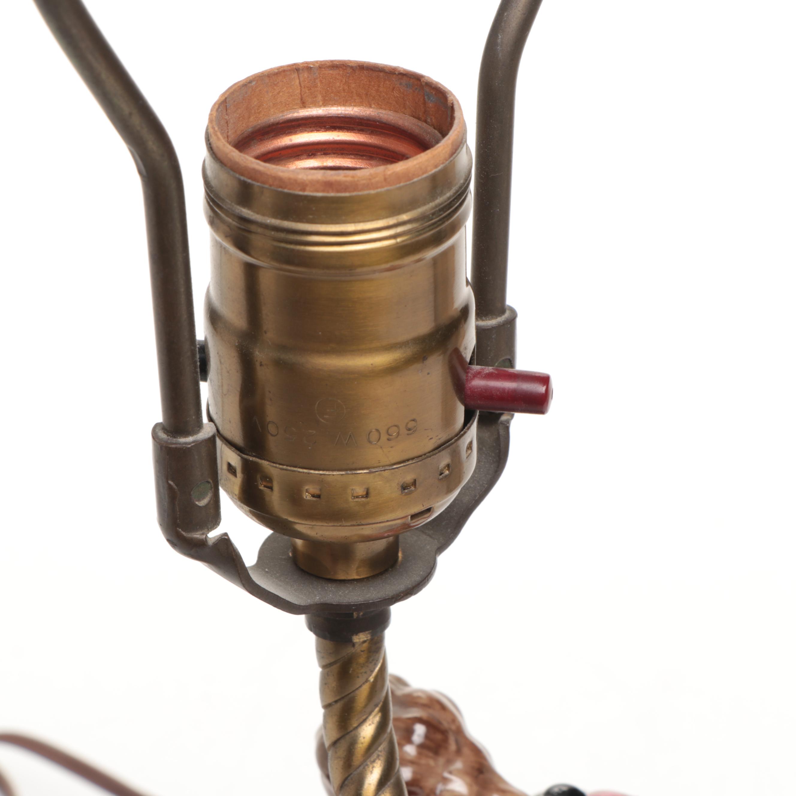 Porcelain Romantic Scene Dresden Style Table Lamp with Silk Shade