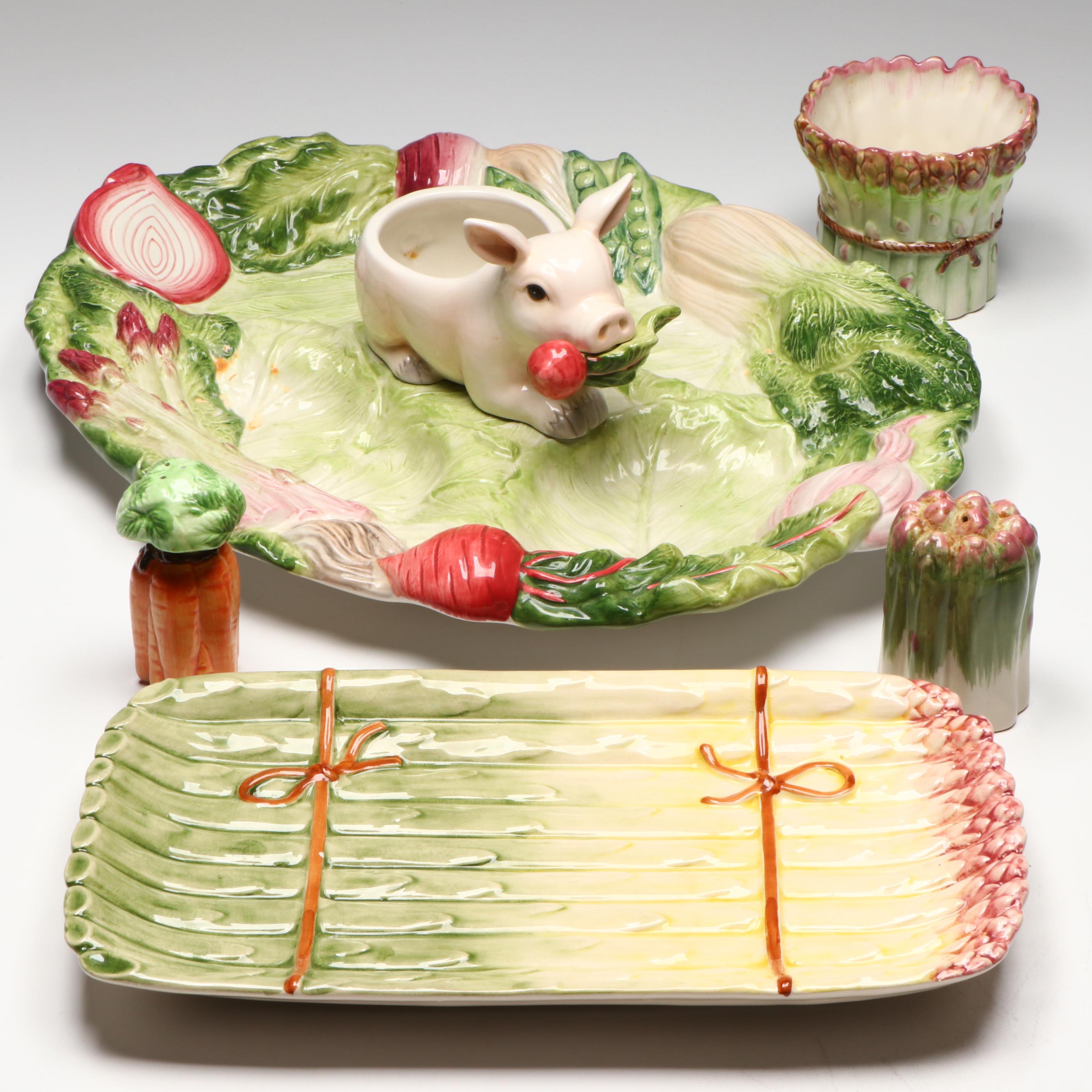 Fitz & Floyd "French Market" Relish Serving Platter and Other Majolica