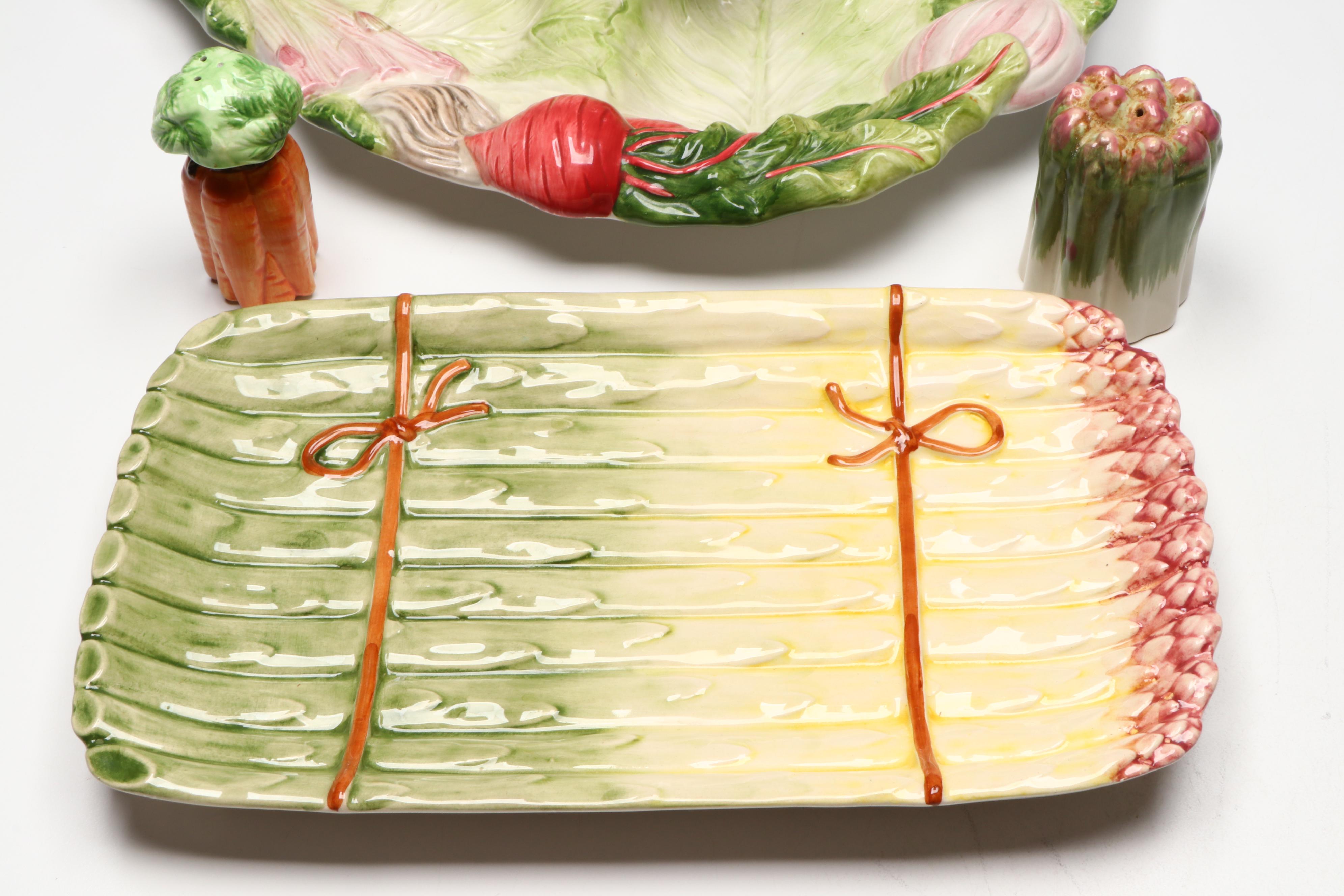 Fitz & Floyd "French Market" Relish Serving Platter and Other Majolica