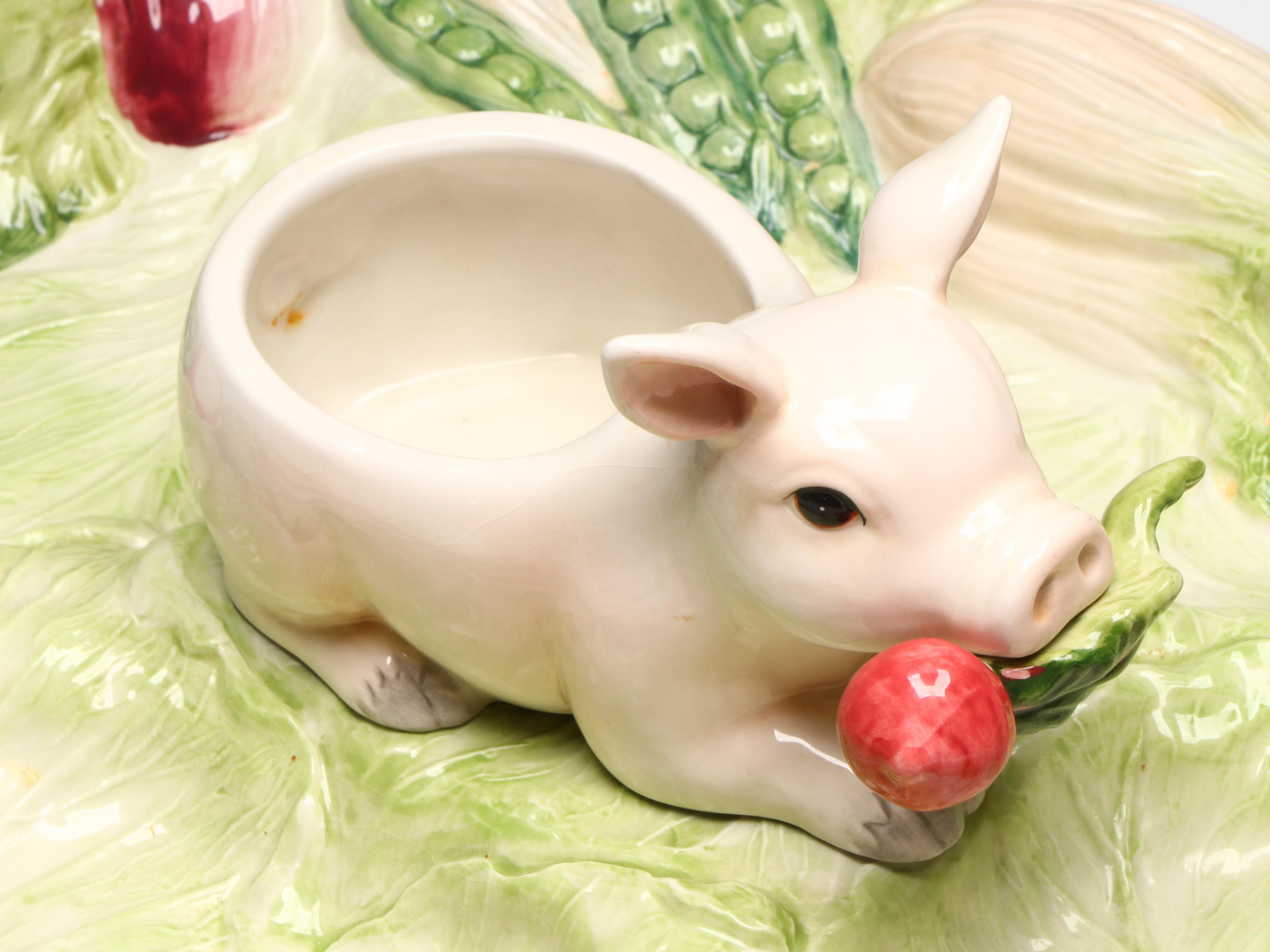 Fitz & Floyd "French Market" Relish Serving Platter and Other Majolica