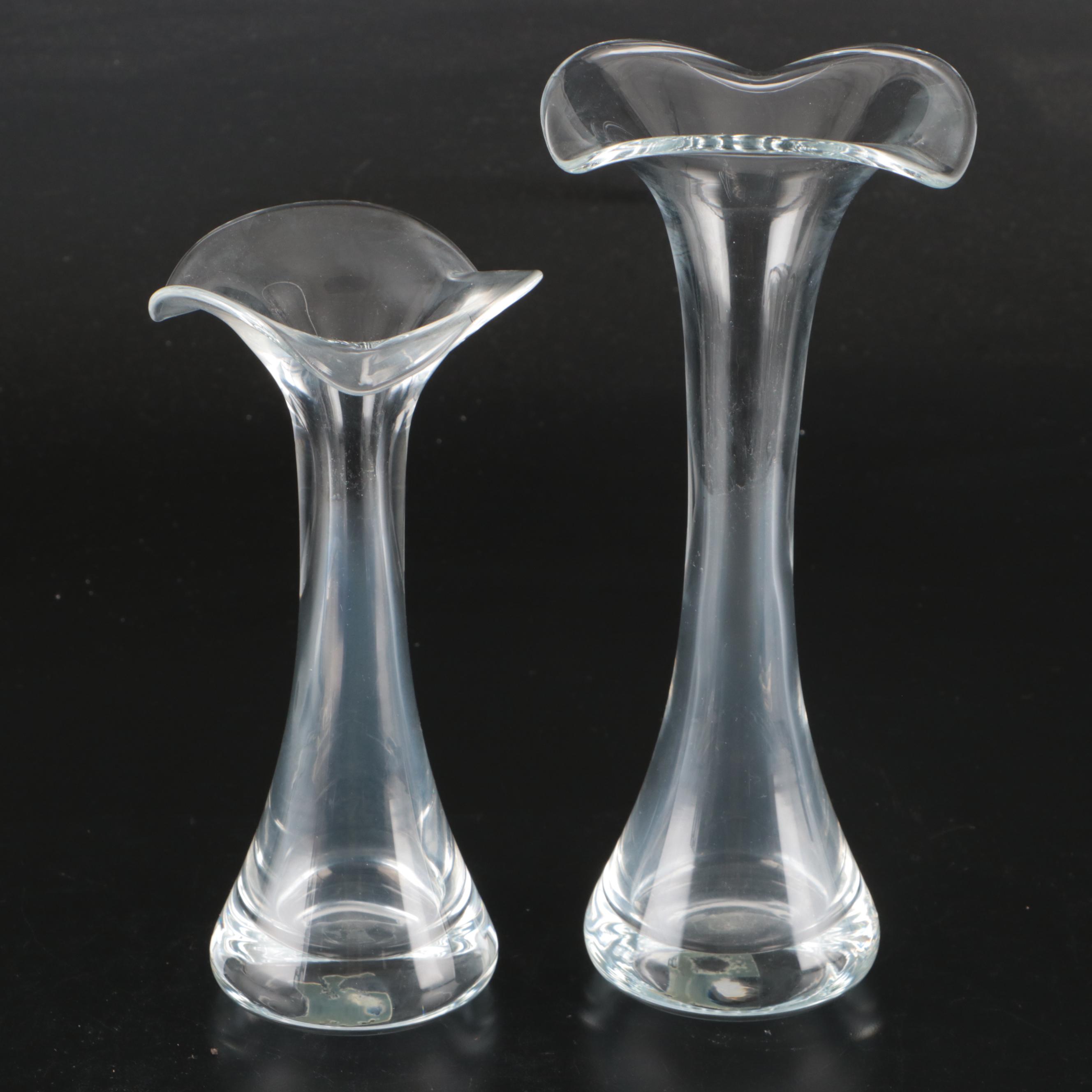 Lenox Ovations Cascade Crystal Candlesticks with Calla Lily Glass Bud Vases