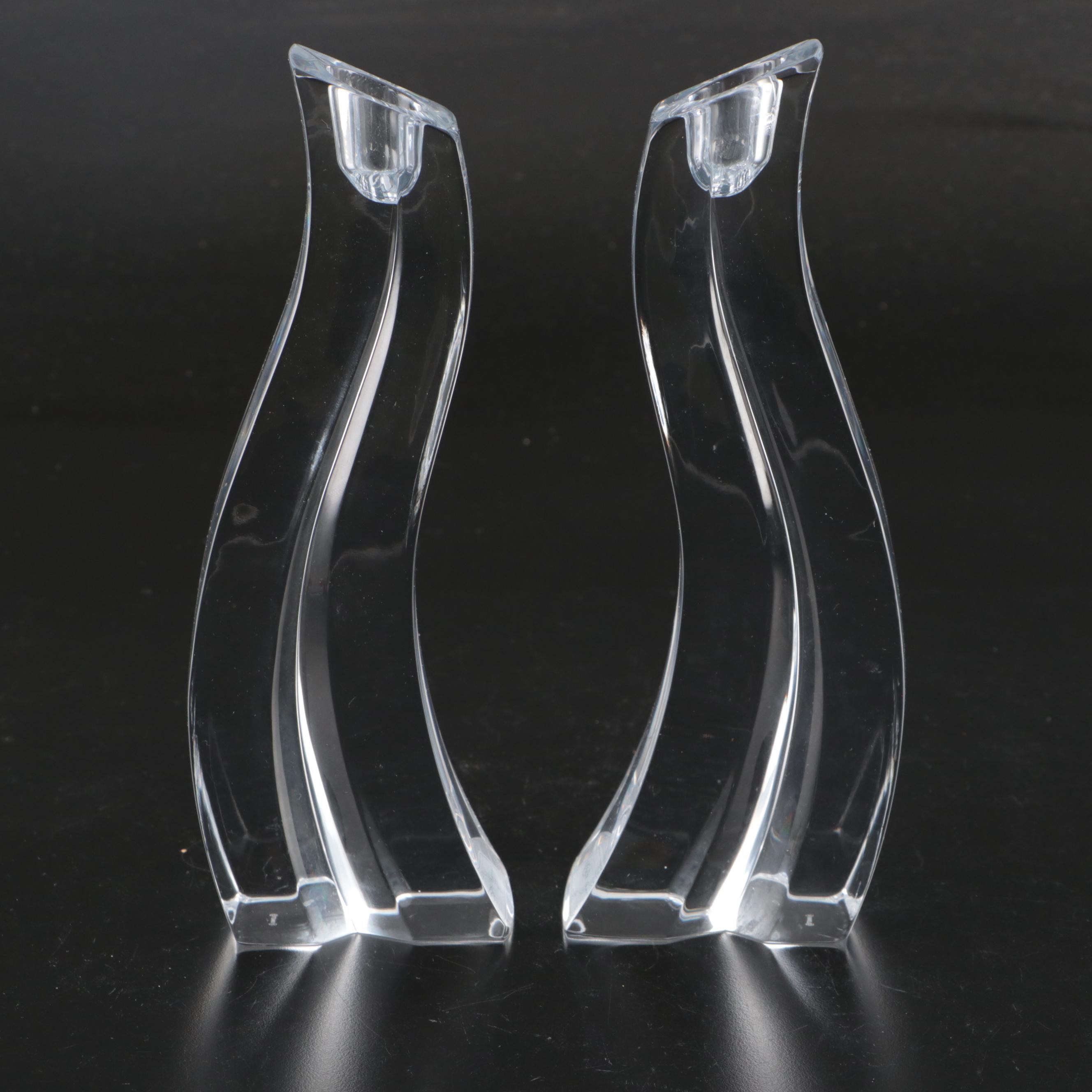 Lenox Ovations Cascade Crystal Candlesticks with Calla Lily Glass Bud Vases