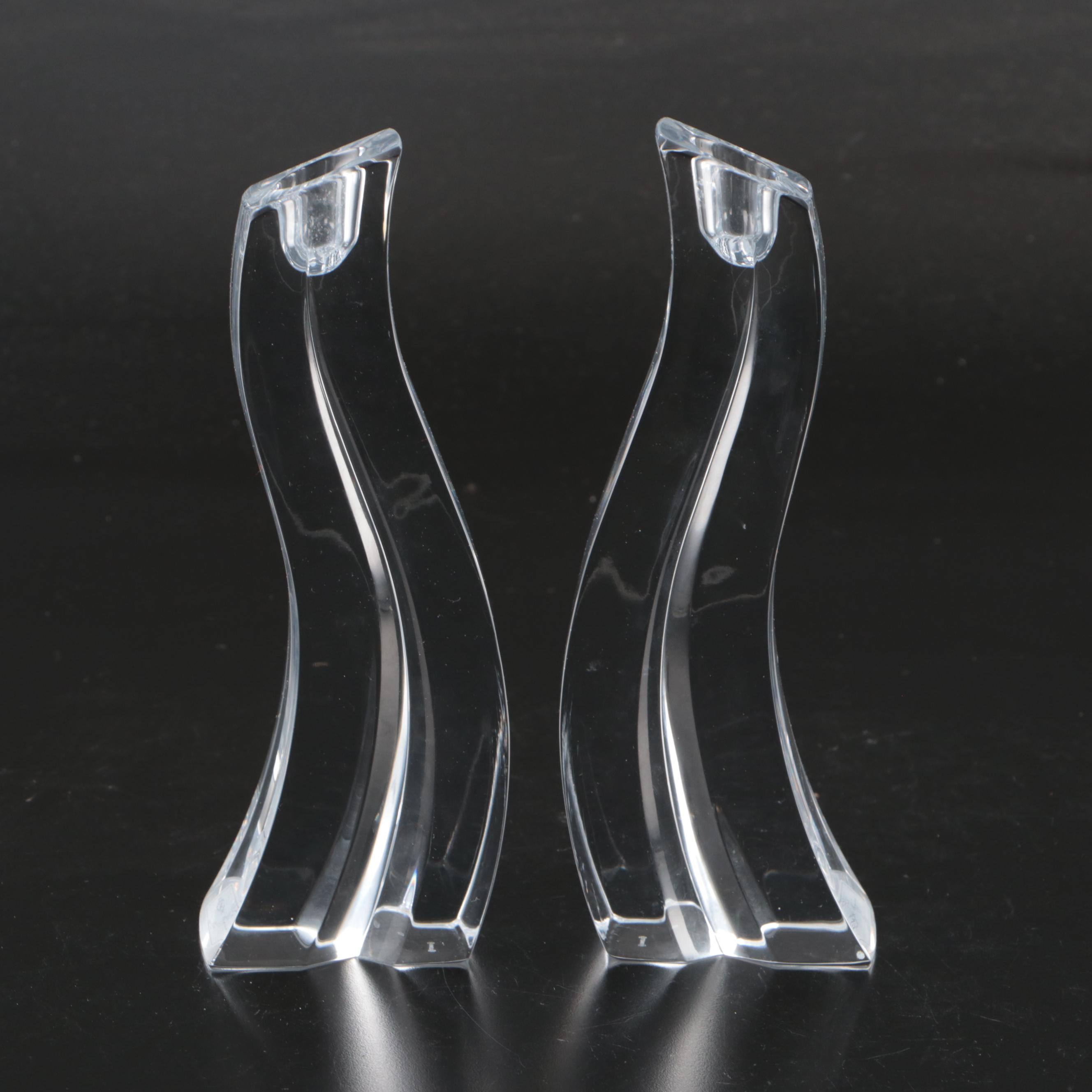 Lenox Ovations Cascade Crystal Candlesticks with Calla Lily Glass Bud Vases