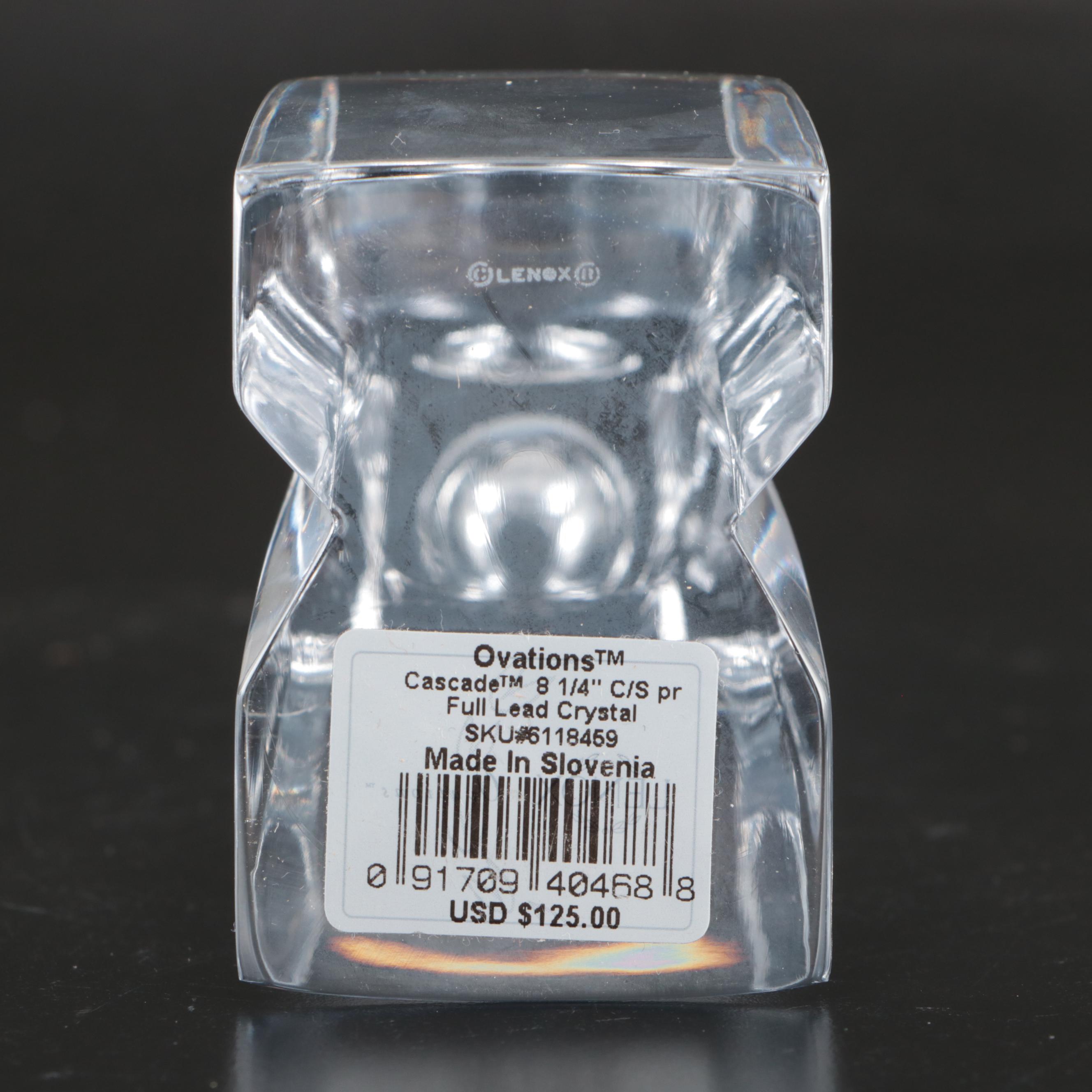 Lenox Ovations Cascade Crystal Candlesticks with Calla Lily Glass Bud Vases