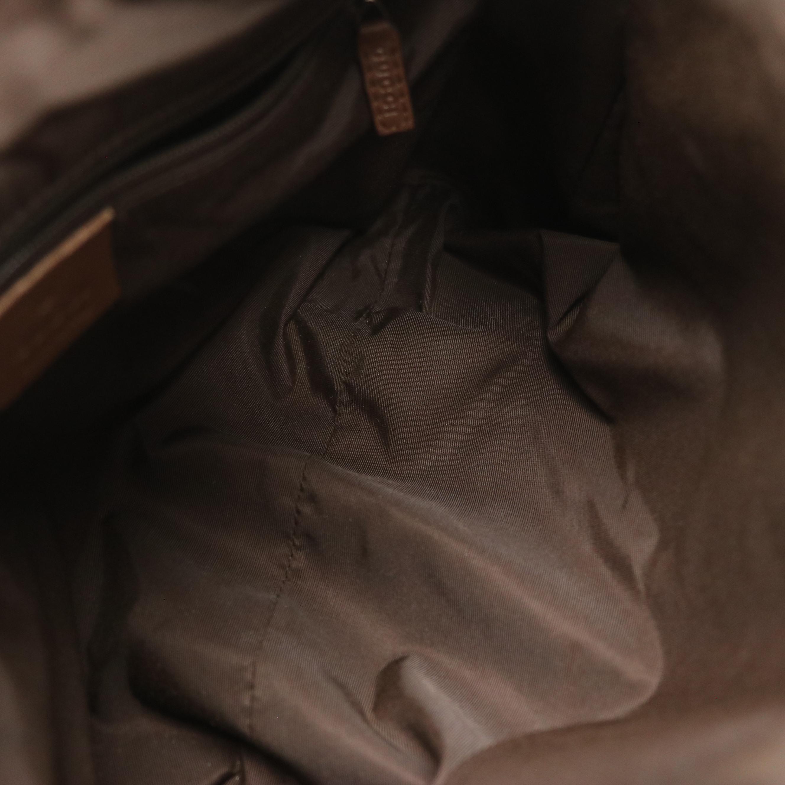 Gucci Mini Boston Bag in GG Canvas and Brown Leather Trim