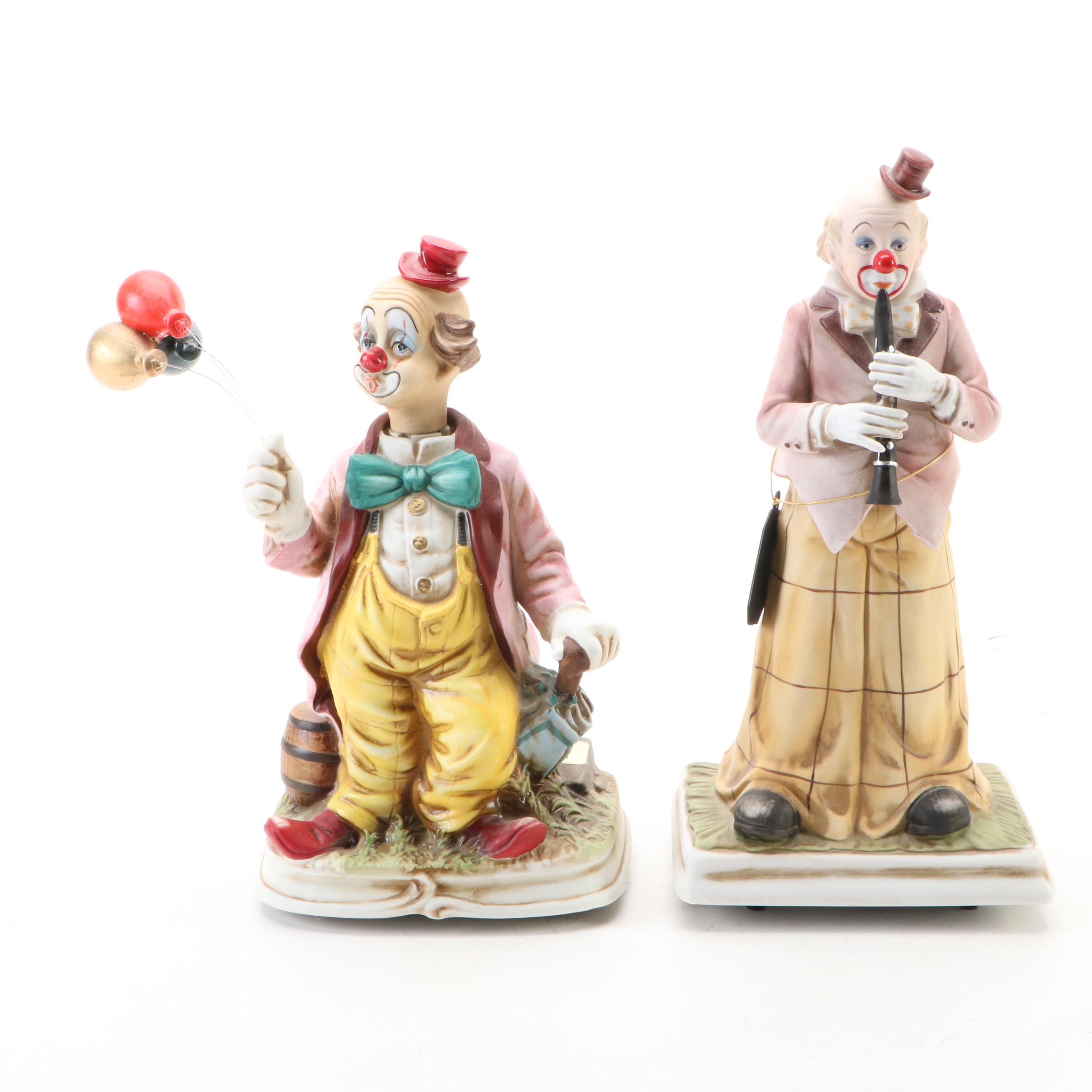 Waco Melody in Motion Bisque Porcelain Musical Clowns