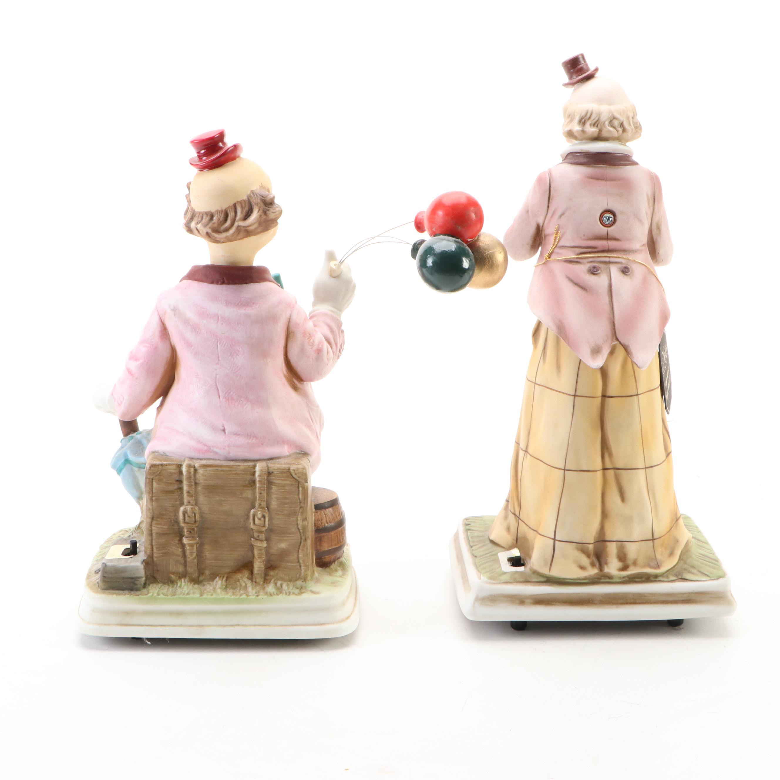 Waco Melody in Motion Bisque Porcelain Musical Clowns