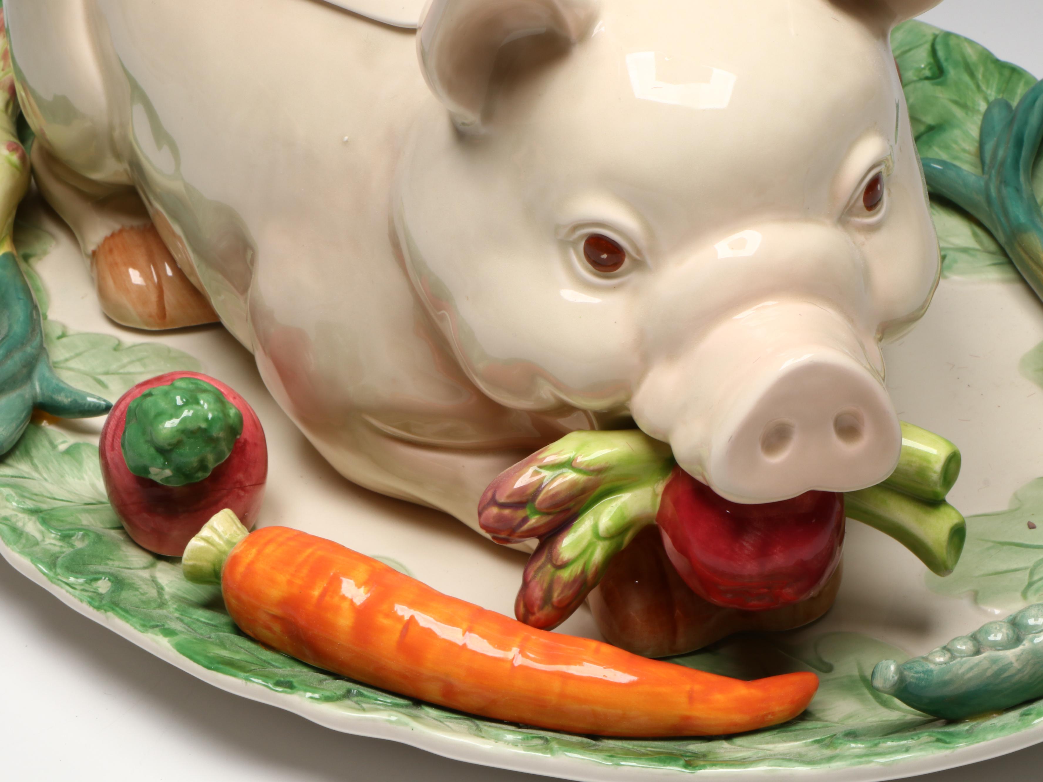 Fitz & Floyd "French Market" Pig Shaped Ceramic Tureen