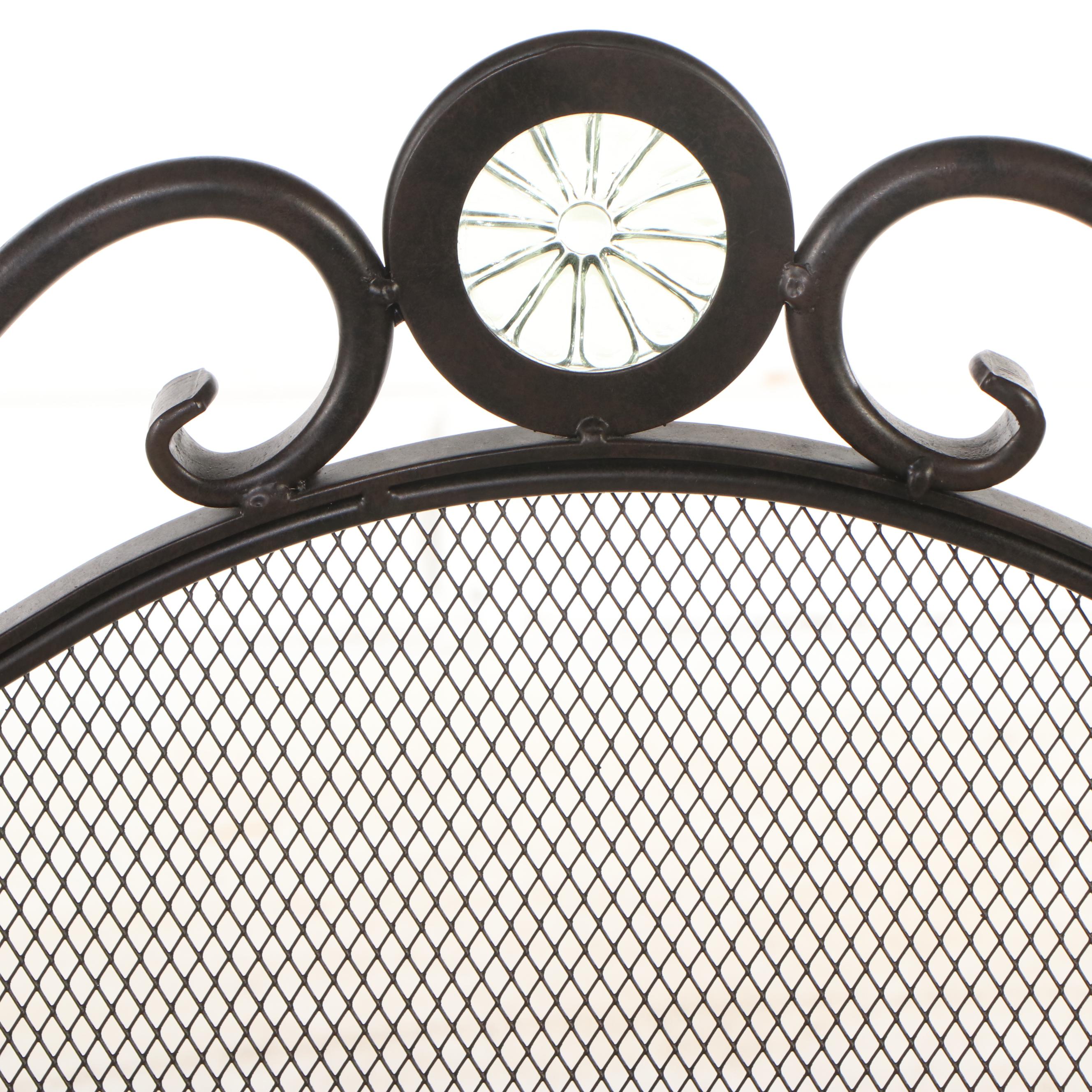 French Country Style Scrolled Metal Fireplace Screen