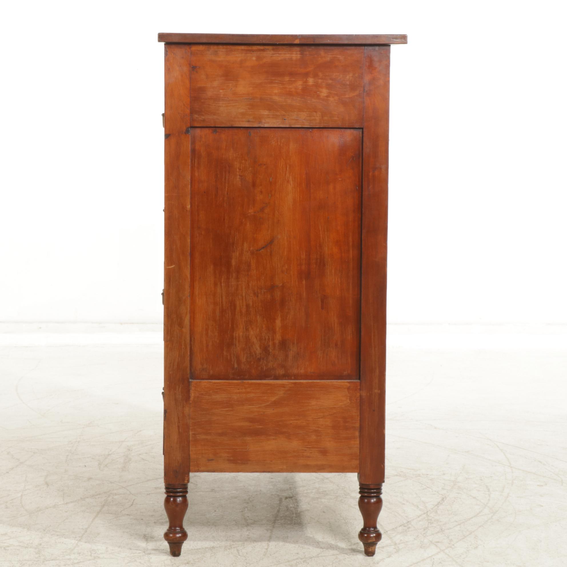 Sheraton Style Cherry Chest of Drawers with Inlay Mahogany, Early to Mid 19th C.