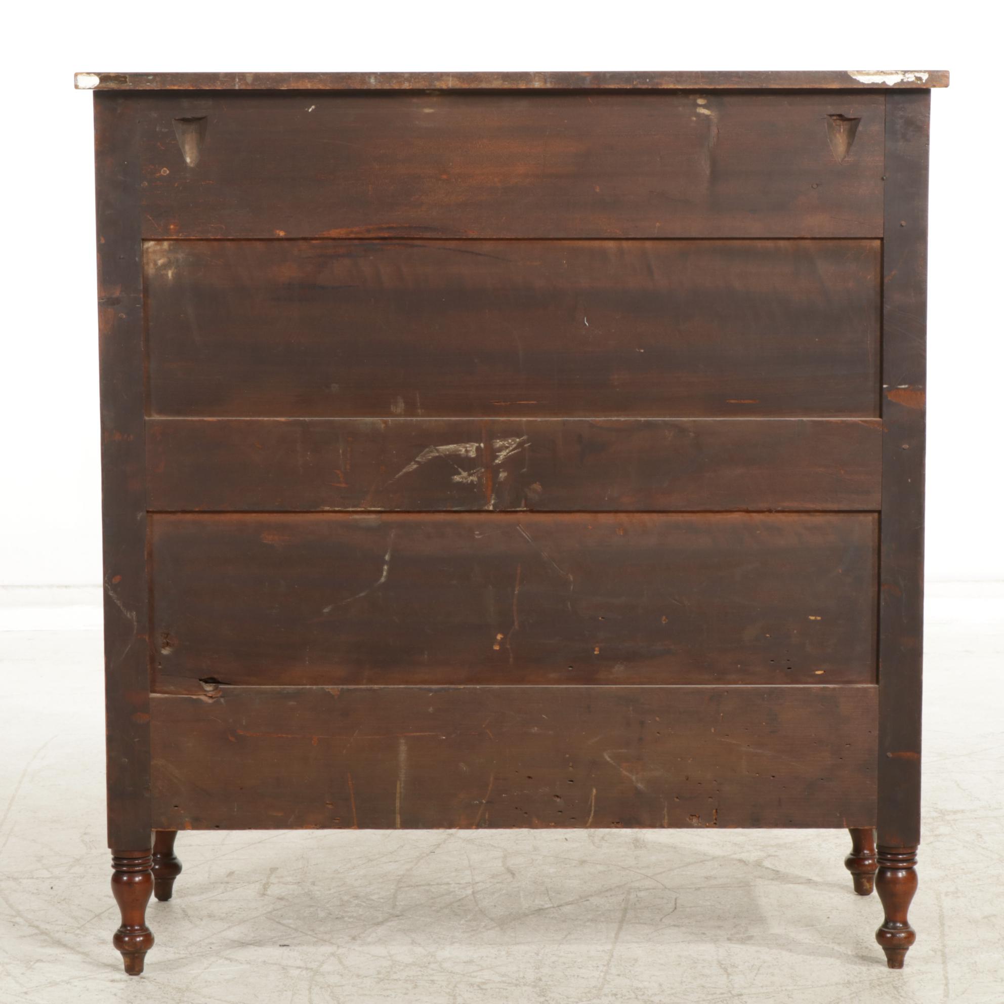 Sheraton Style Cherry Chest of Drawers with Inlay Mahogany, Early to Mid 19th C.