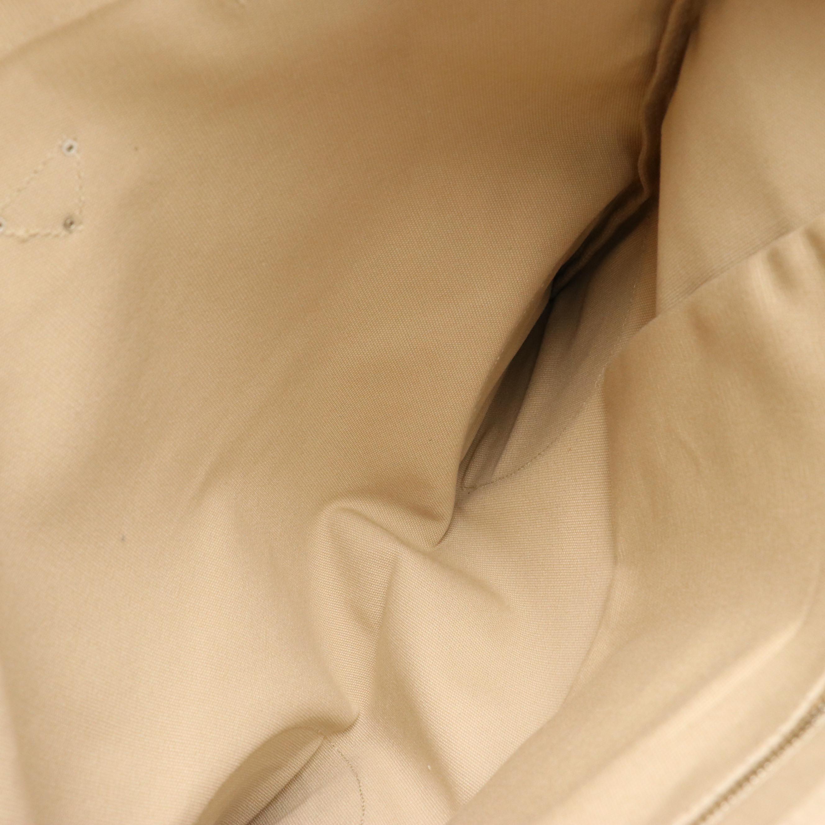 Prada Shopper Tote in Beige Canapa Canvas and White Cinghiale Leather