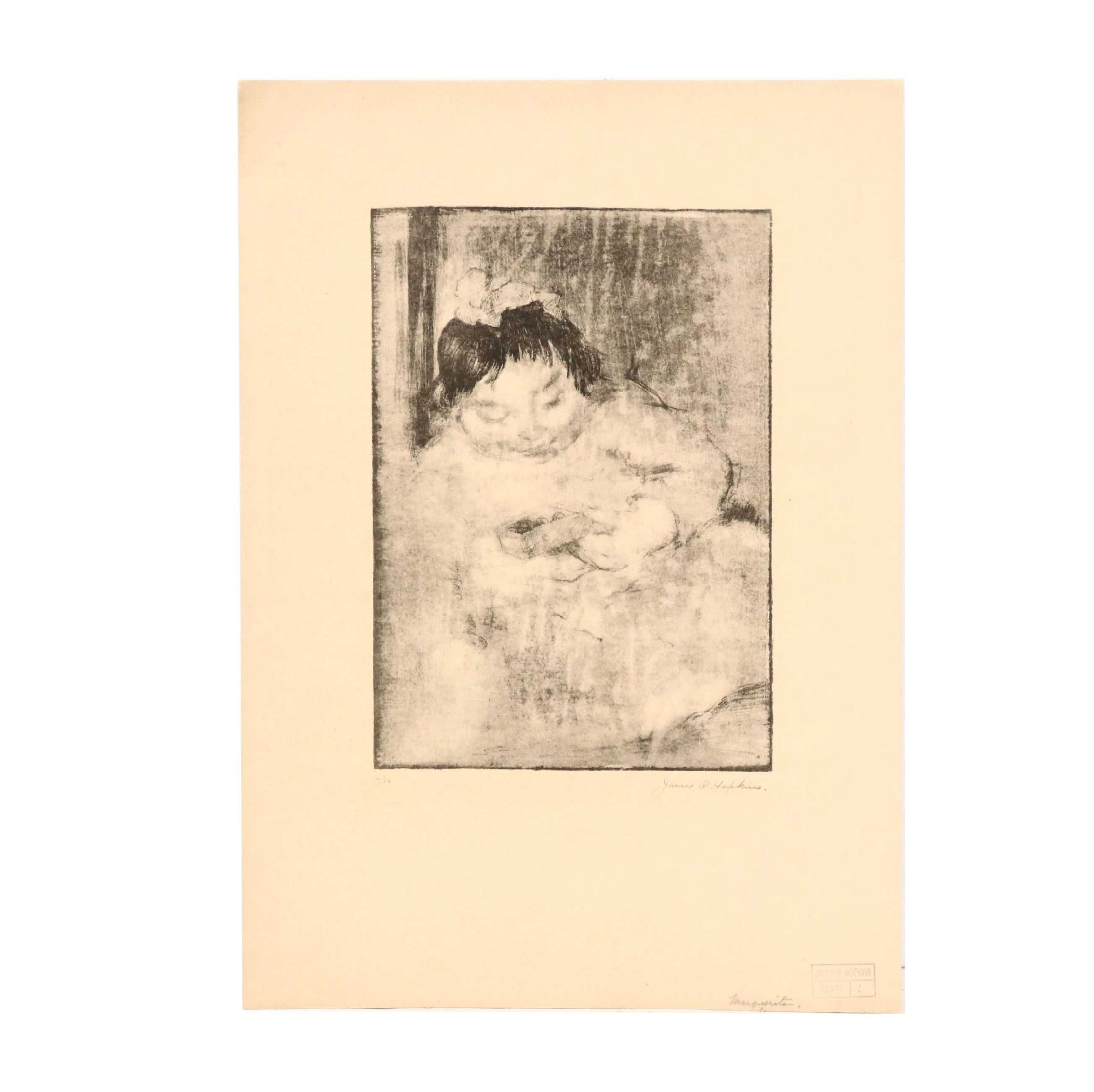 James Roy Hopkins Lithograph "Babyface"
