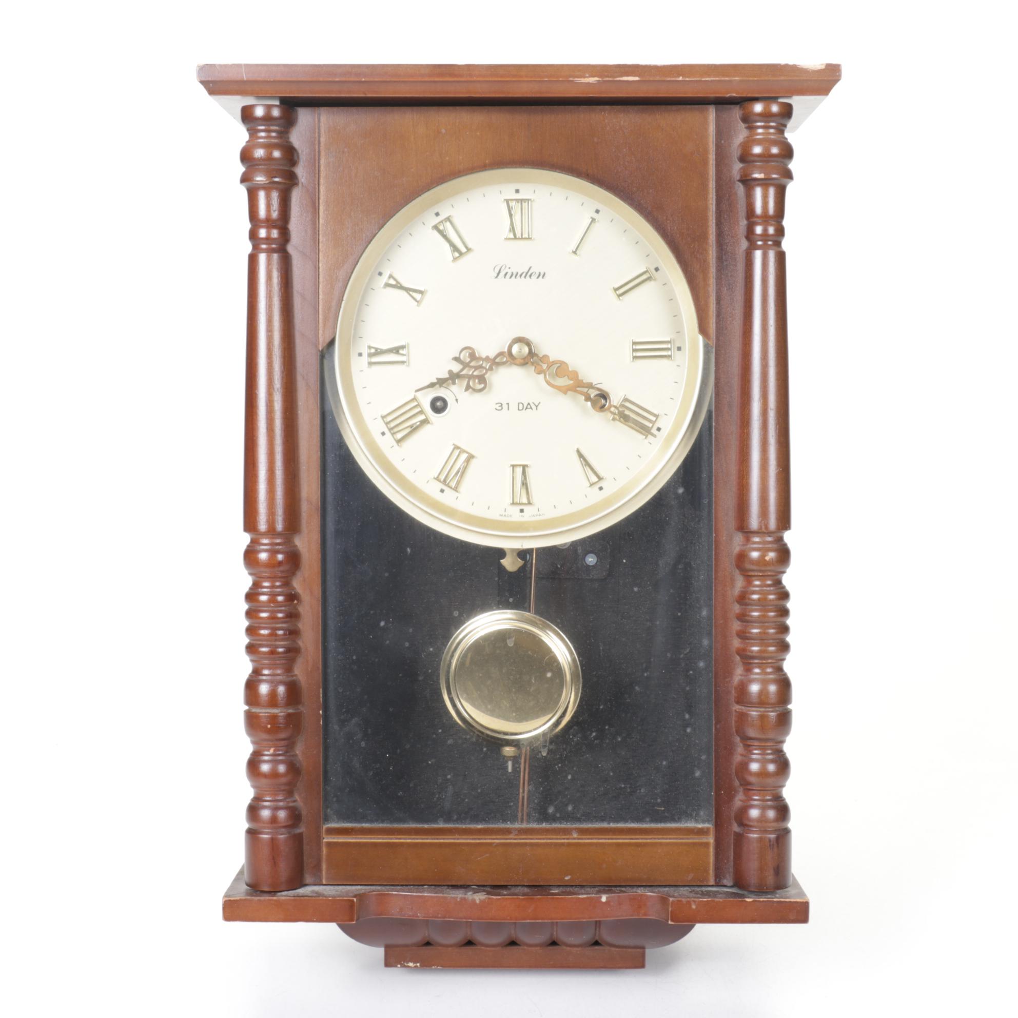 Mid Century Modern Linden 31-Day Wall Clock