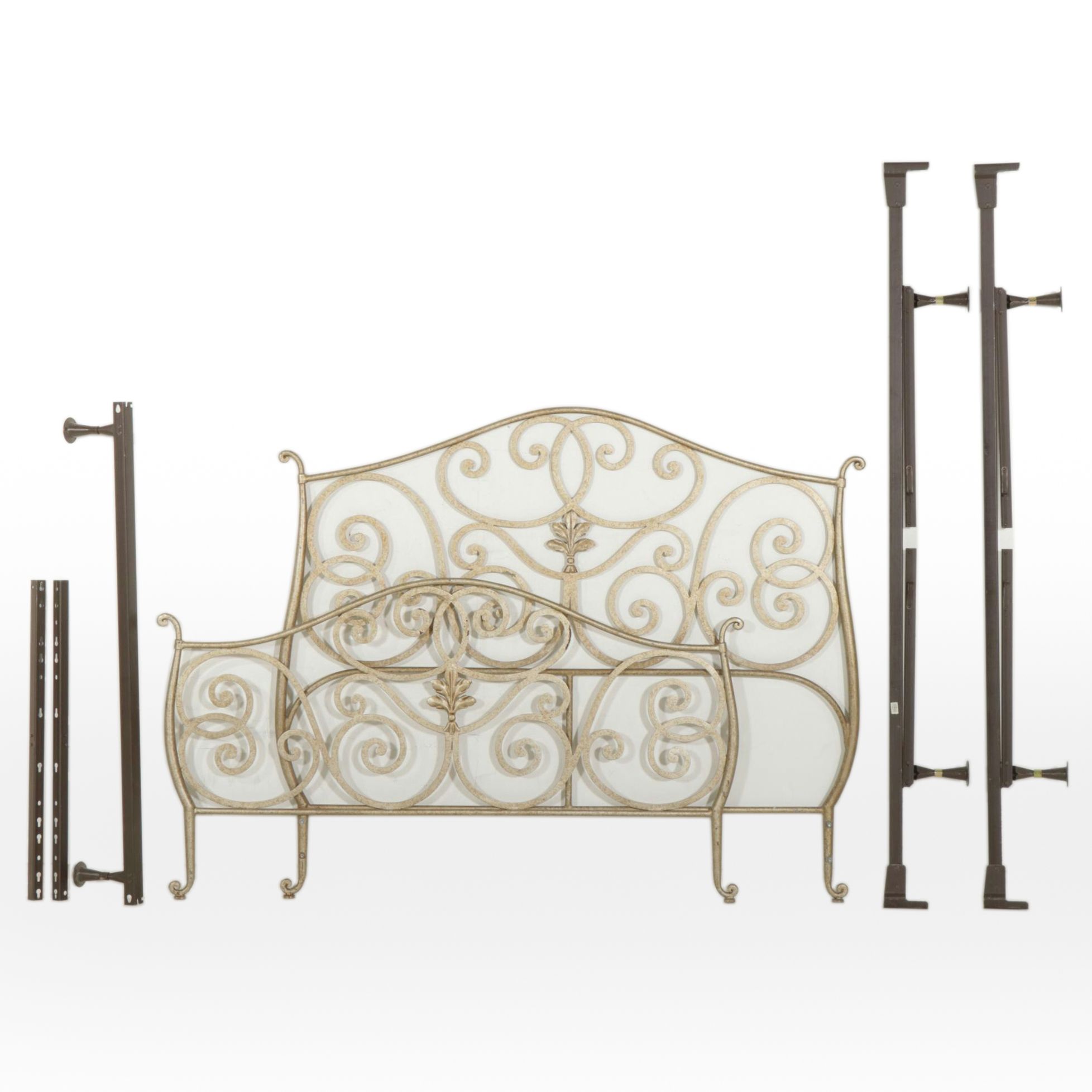 Metal Full Size Bed Frame with Scrollwork Decoration