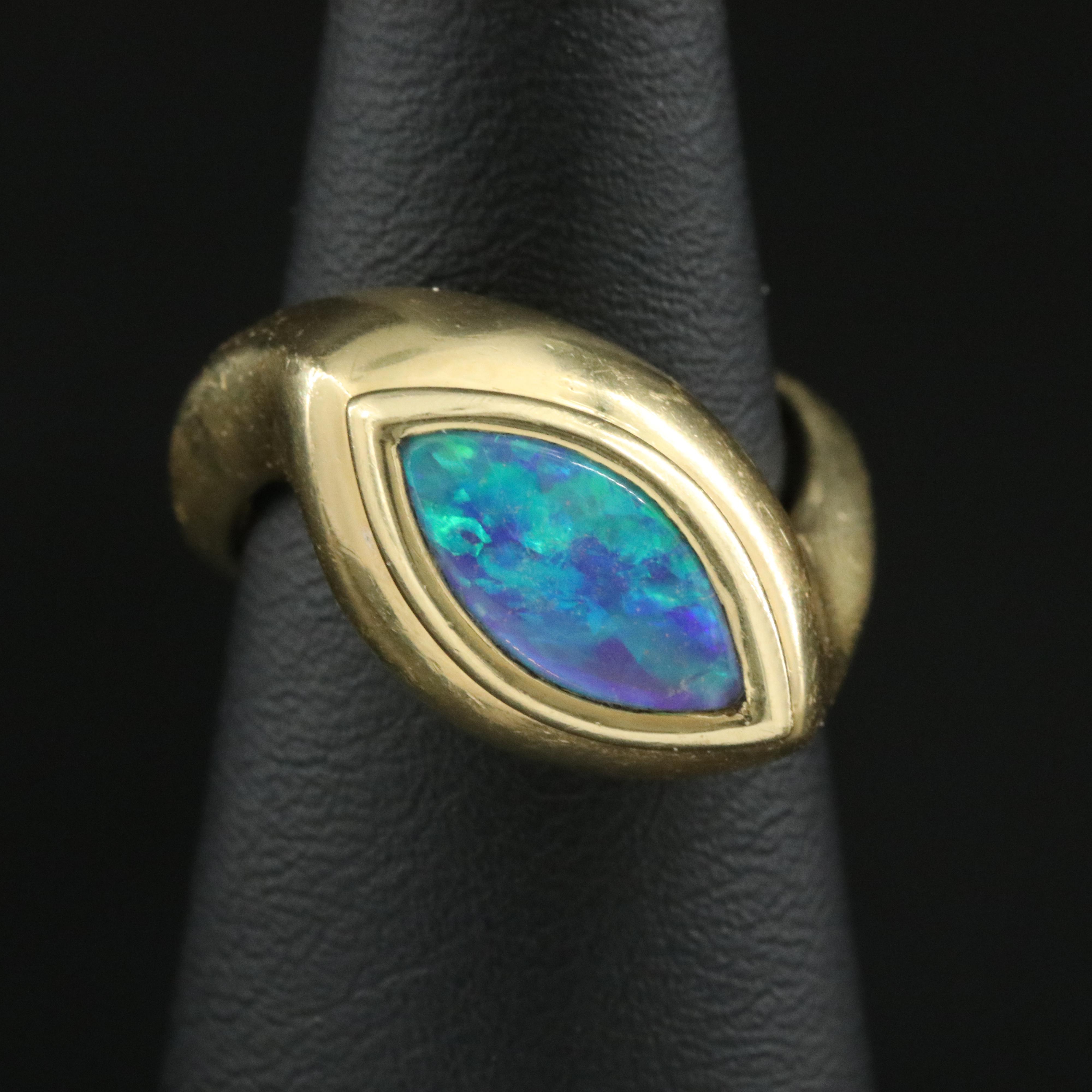 18K Opal Navette Ring