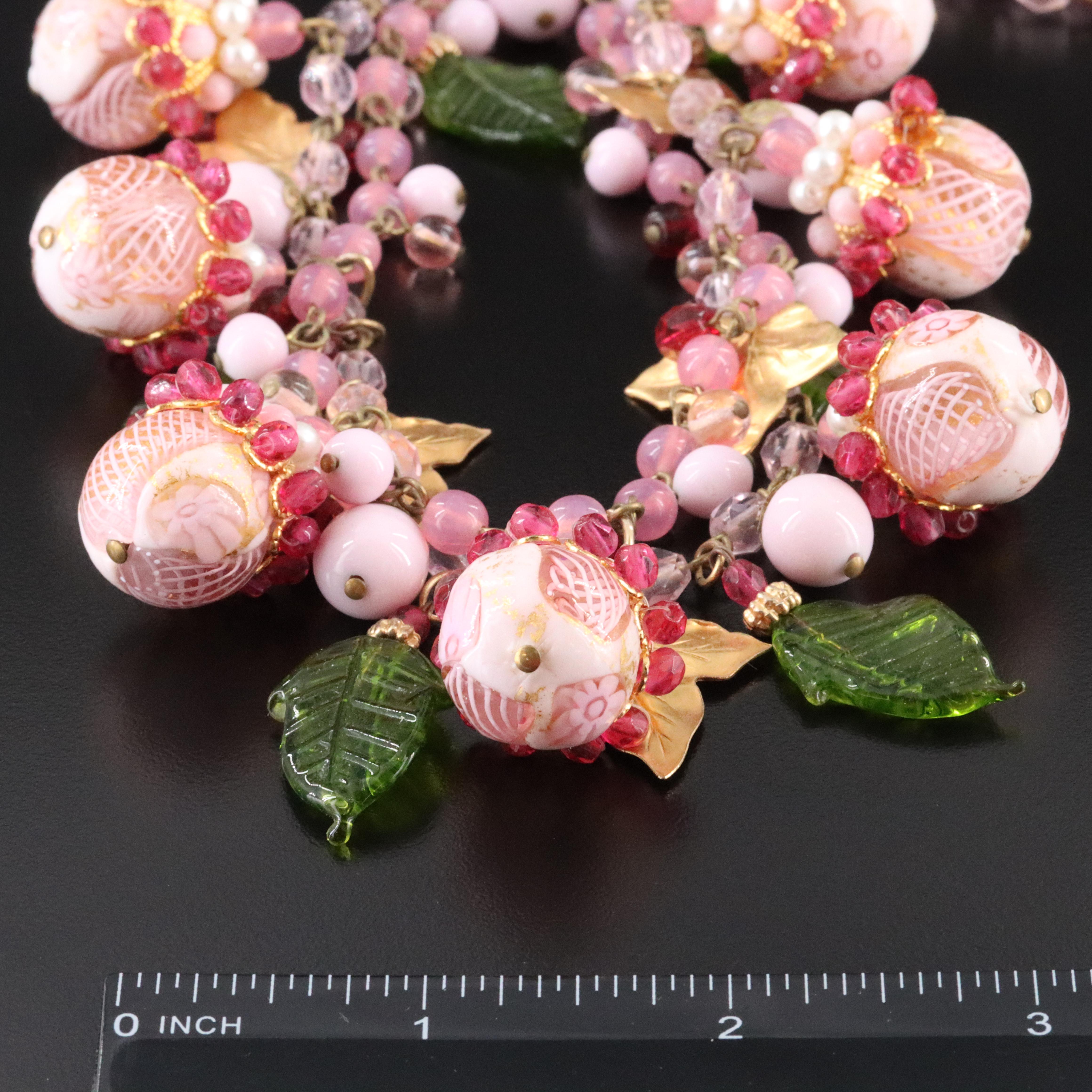 Latticino Glass Necklace Featuring Venetian Glass