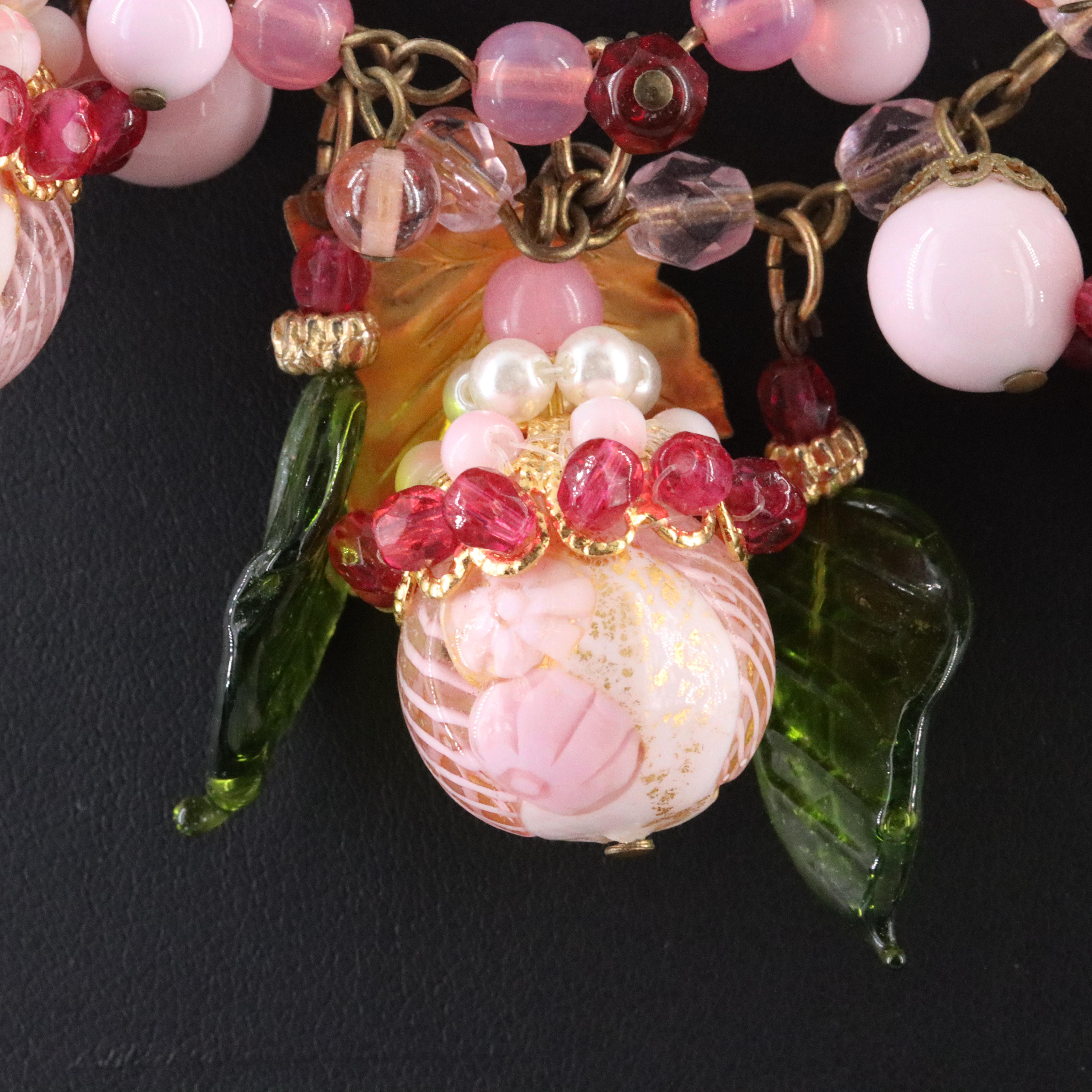 Latticino Glass Necklace Featuring Venetian Glass