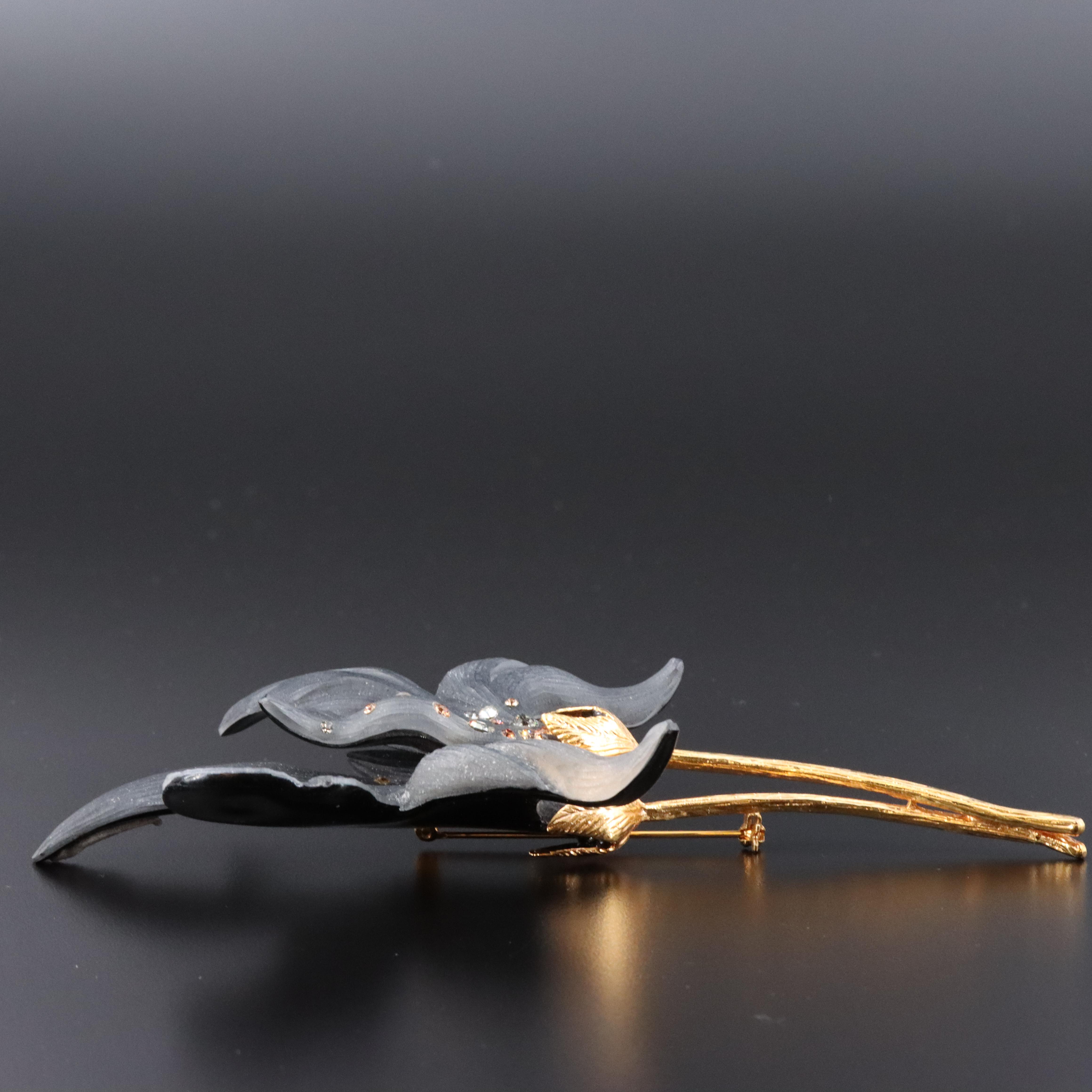 Alexis Bittar Lucite and Crystal Flower Brooch