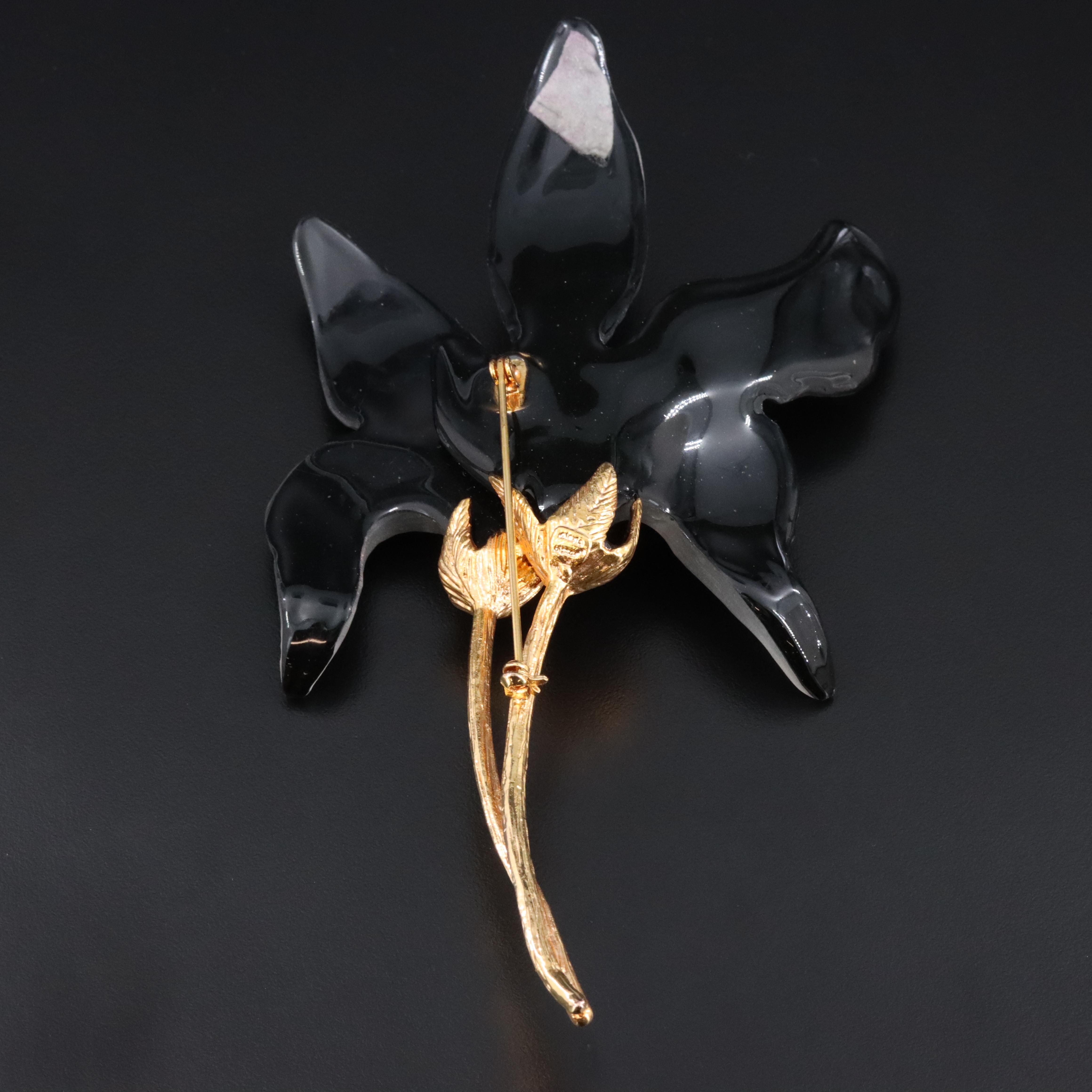 Alexis Bittar Lucite and Crystal Flower Brooch